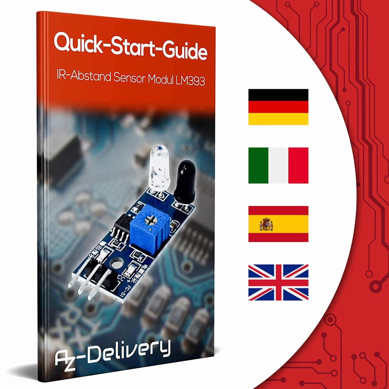 AZDelivery IR Moduł podczerwieni do wykrywania przeszkód Czujnik odległości kompatybilny z Arduino i Raspberry Pi