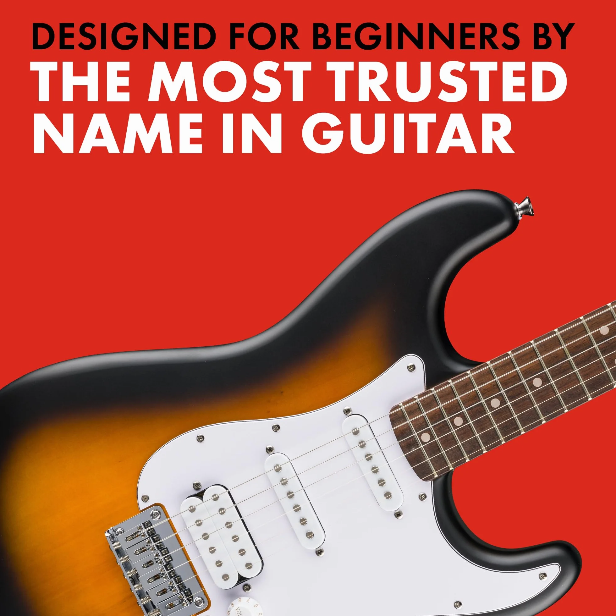 Squier by Fender Debut Collection HT HSS Stratocaster gitara elektryczna, podstrunnica Laurel, biała maskownica, 2 tone sunburst