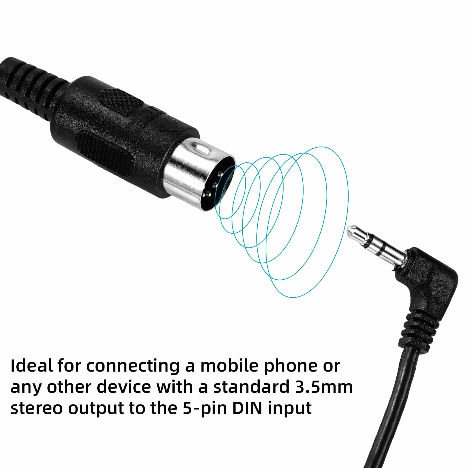 2szt Kabla MIDI Typu A z Wtykiem TRS 3,5mm i 5-Pinowym Męskim DIN, 1,5m Długości Kabel TRS Wielokierunkowy z 5-Pinowym Wtykiem MIDI do Klawiatur Syntezatorów i Systemów DAW (Czarny)