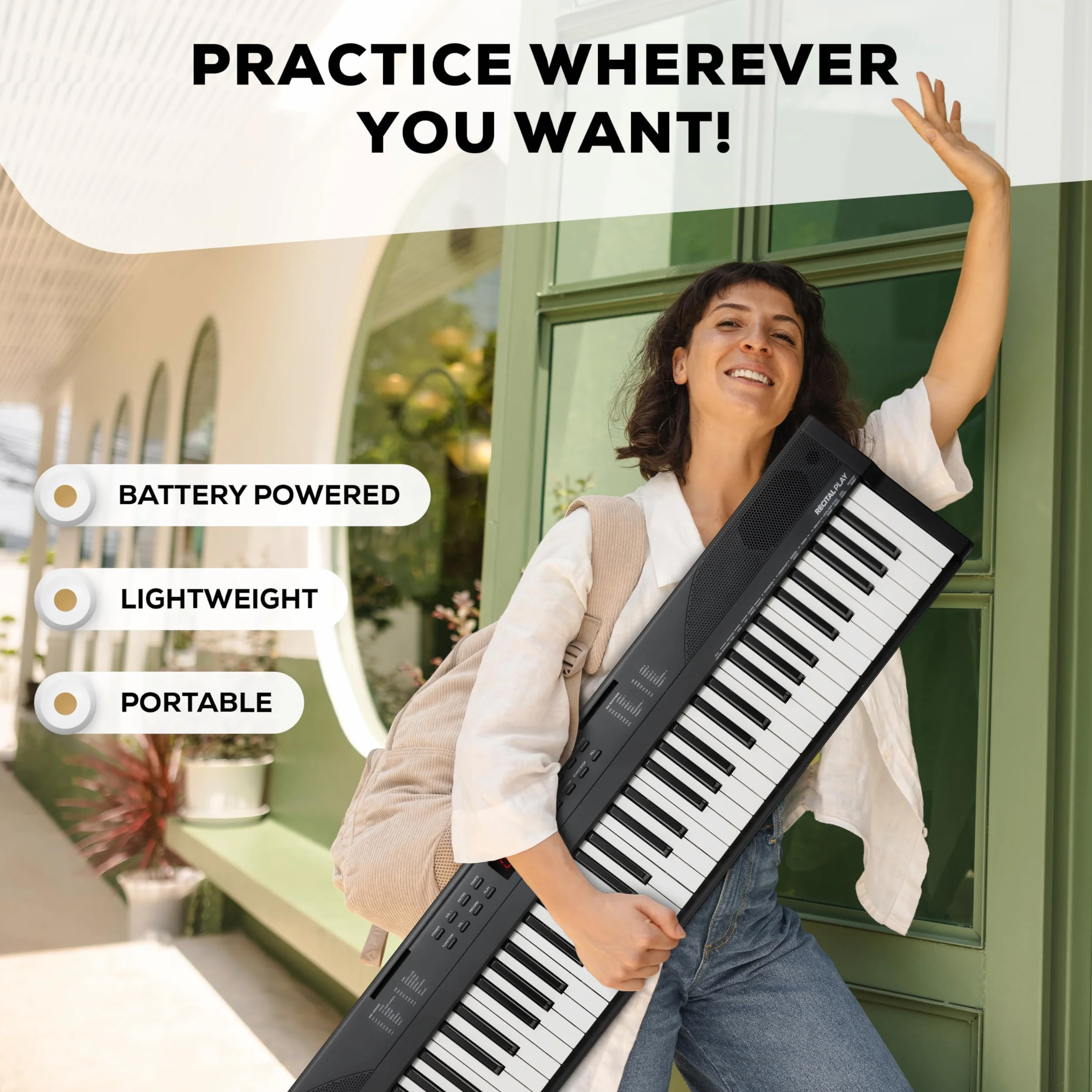 Alesis 88-klawiszowe pianino z 480 brzmieniami, głośnikami, USB MIDI, stojakiem na nuty/tablet, zasilaczem i lekcjami
