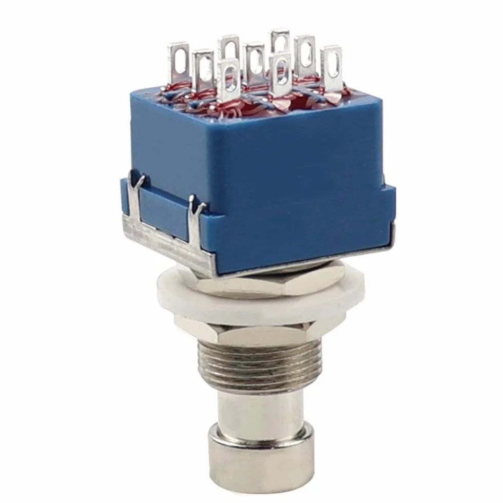 5 szt. 9 pinów 3PDT Effector Button Brush Box True Bypass efekty gitarowe Pedal Box Stomp Foot metalowy przełącznik