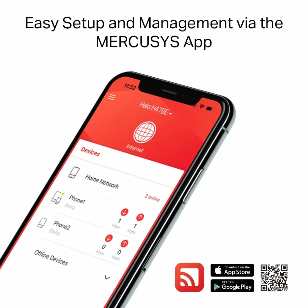 【Nowy Wi-Fi7】 Mercusys Halo H47BE(2-Pack) - BE9300 Tri-Band Wi-Fi Mesh 7, do 9,3 Gb/s, zasięg do 550 m², porty 3X 2,5G, łatwa konfiguracja aplikacji | Podłącz ponad 200 urządzeń
