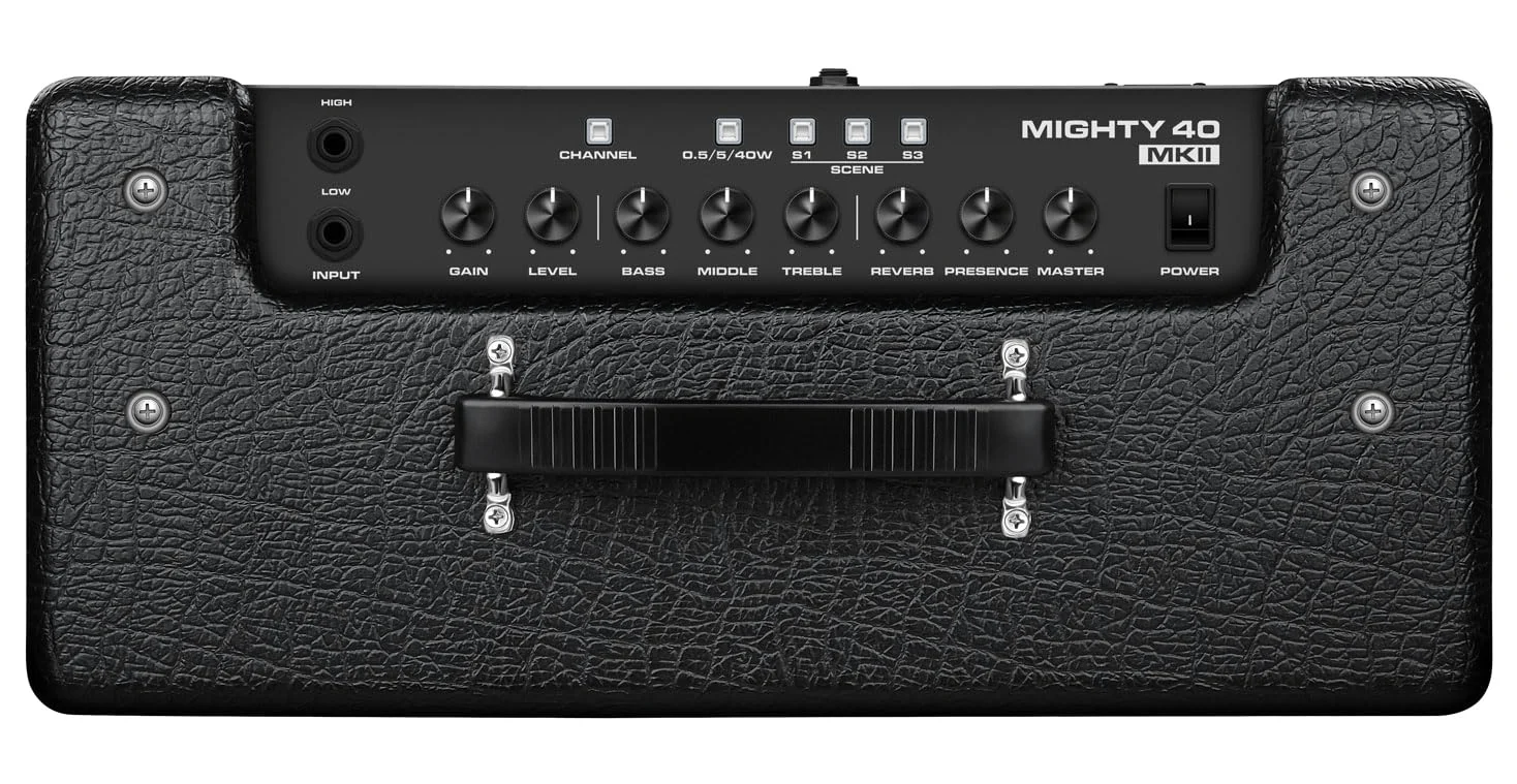 NU-X Mighty 40 mkII wzmacniacz gitarowy z efektami, przenośny wzmacniacz modelujący 40 W, Bluetooth, interfejs USB i automat perkusyjny do gitar elektrycznych, ćwiczeń i nagrywania