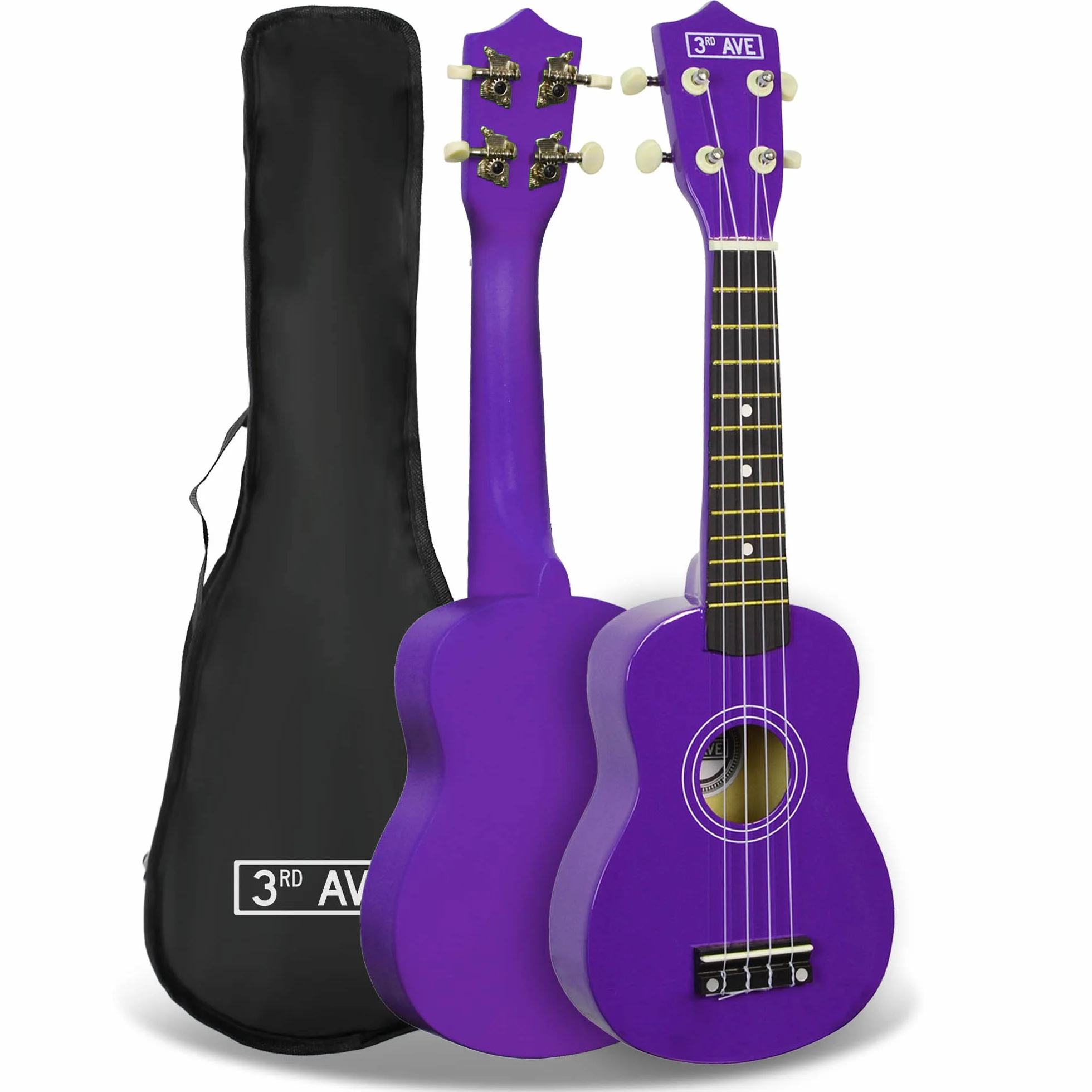 3rd Avenue Ukulele Soprano dla początkujących, 21 cali – w kolorze fioletowym – BEZPŁATNY pokrowiec na ukulele