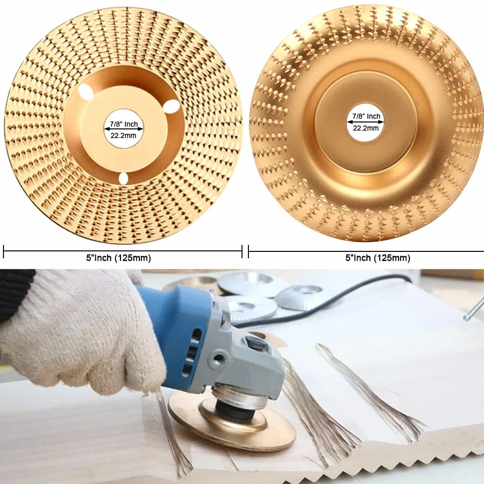 ASNOMY 2 Szlifierka do drewna Ø 125 mm x 22 mm, drewniana tarcza ścierna, koła do szlifierki kątowej 125 mm, tarcze do szlifowania drewna z węglika wolframu do kształtowania, szlifowania i cięcia