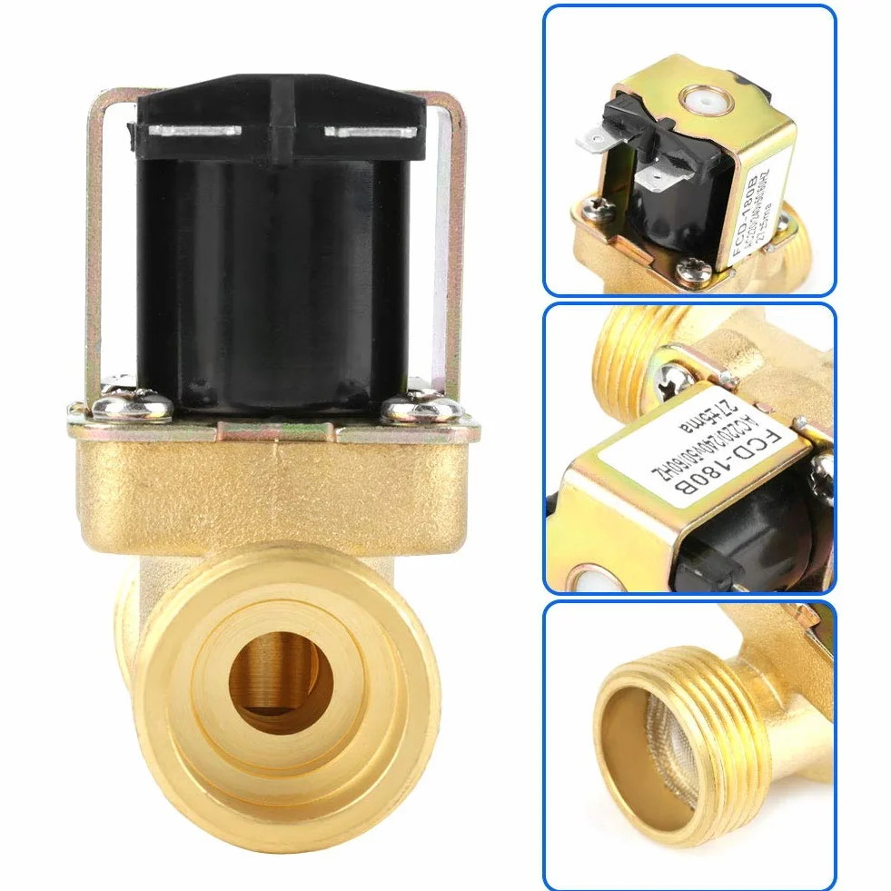 Elektryczny zawór elektromagnetyczny G3 / 4 wlot wody 2-drożny N/C AC Normalnie zamknięty 220/240V FCD-180B