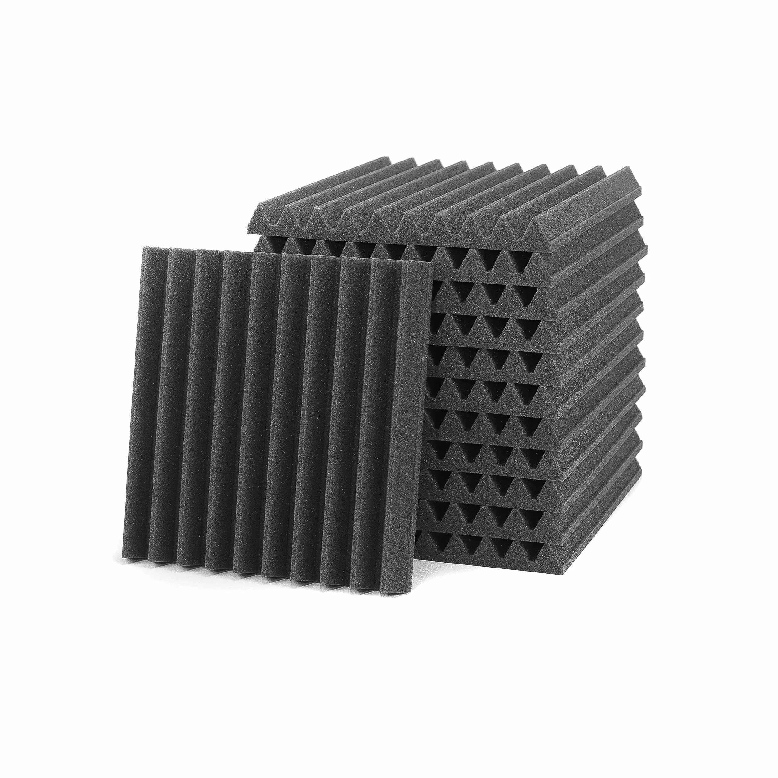 ACOUSPANEL płyta piankowa, pianka akustyczna, 12 paneli akustycznych, 30 x 30 x 3 cm, płyty ścienne z pianki dźwiękowej, niekompresowane próżniowo, antracytowo-szare