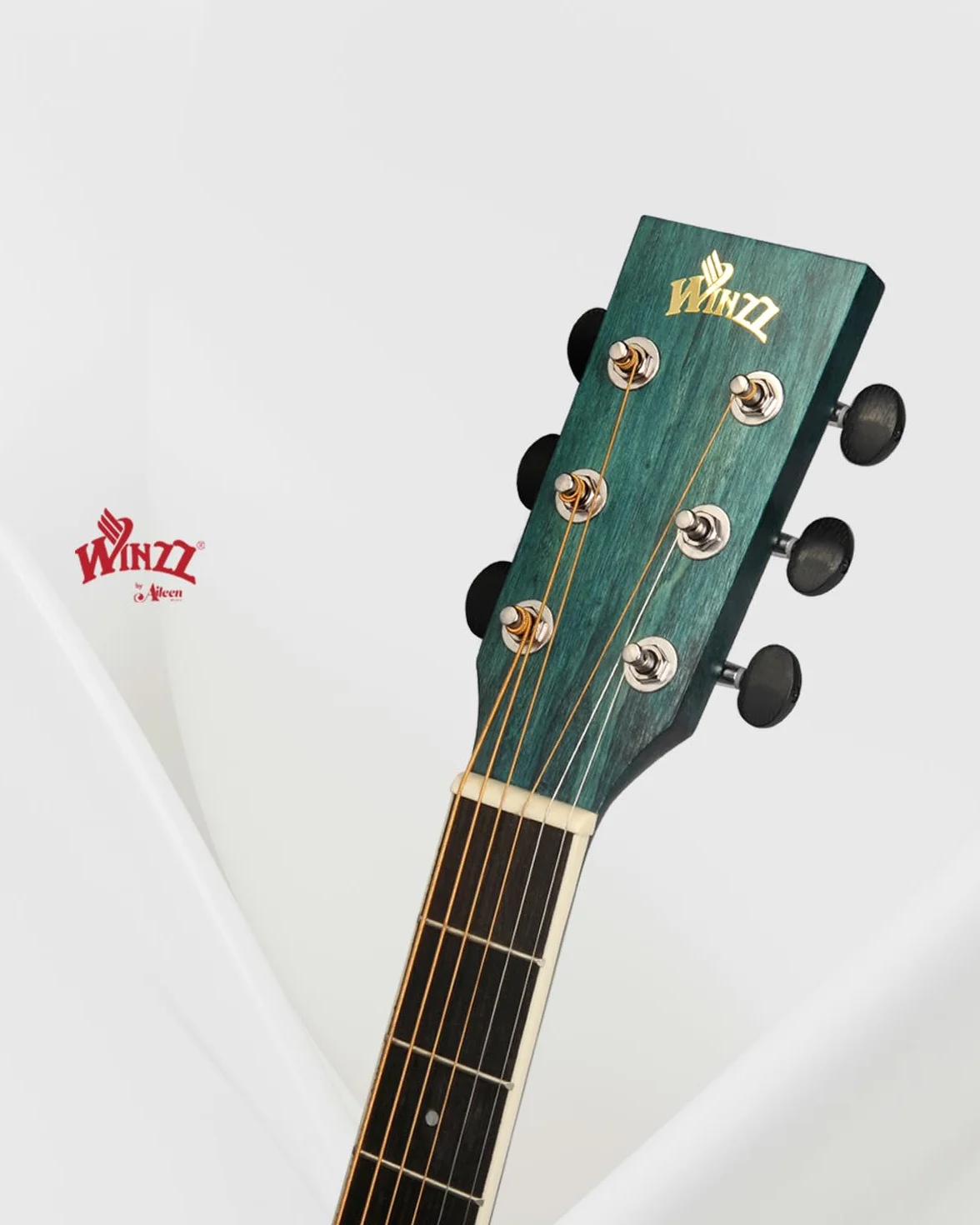 Winzz gitara akustyczna ze stalową struną, początkujący, elegancka, unikalny wzór kolorów, 100 cm, niebiesko-zielona