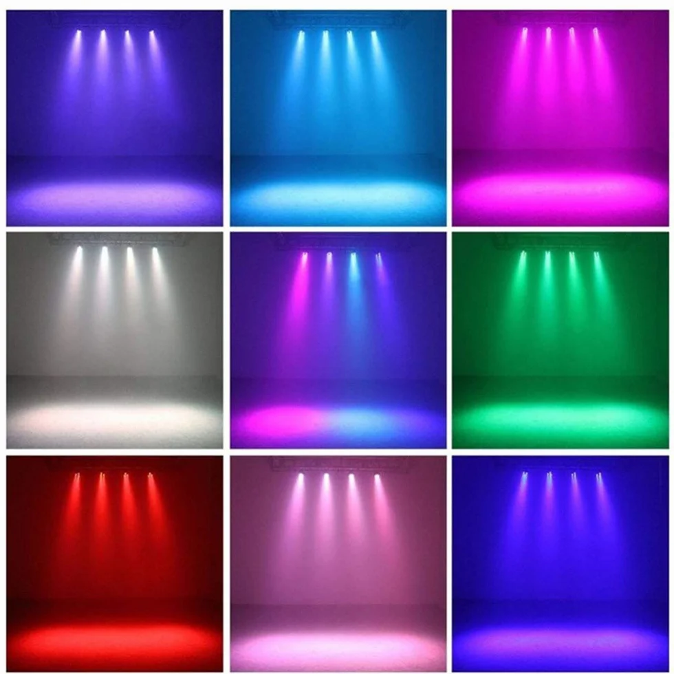 Btuty Lampa sceniczna LED Projektor RGBW 12 sztuk LED Aktywowane dźwiękiem Auto Disco Light DMX512 W dla klubu weselnego DJ Party Pub KTV, zestaw 4 świateł