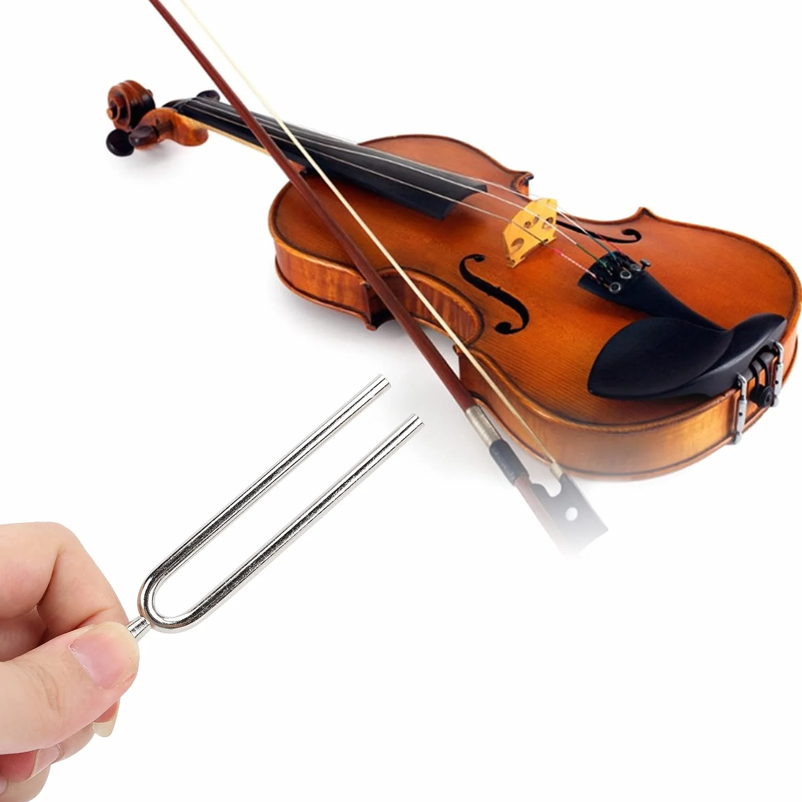440 Hz Standardowy Kamerton A, Kamerton ze Stali Nierdzewnej Skrzypce Tuner Gitarowy Instrument na Skrzypce Gitarowe, Srebrny