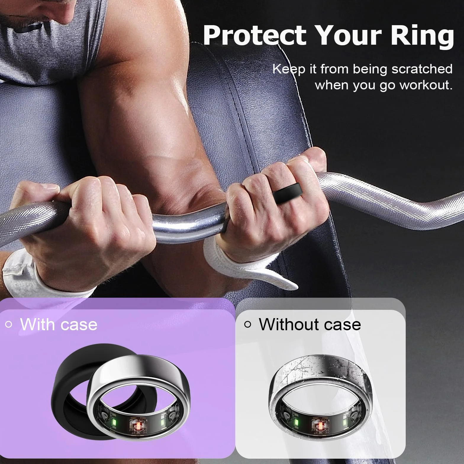 TiMOVO Silikonowe etui pierścieniowe kompatybilne z Gen 3, Oura Ring 4, Samsung Galaxy Ring, Ultrahuman Ring AIR, RingConn, etui pasuje do wszystkich, uniwersalne pierścionki w rozmiarze 6-14, czarny