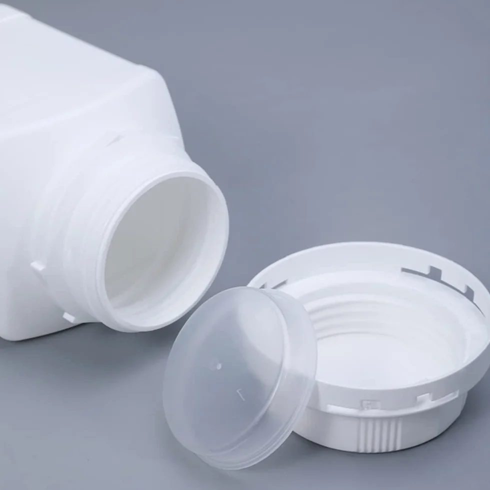 Othmro Plastikowa laboratoryjna butelka na odczynniki chemiczne 1000 ml szeroki otwór uszczelnienie próbki pojemnik do przechowywania płynów czarna czapka 2 szt