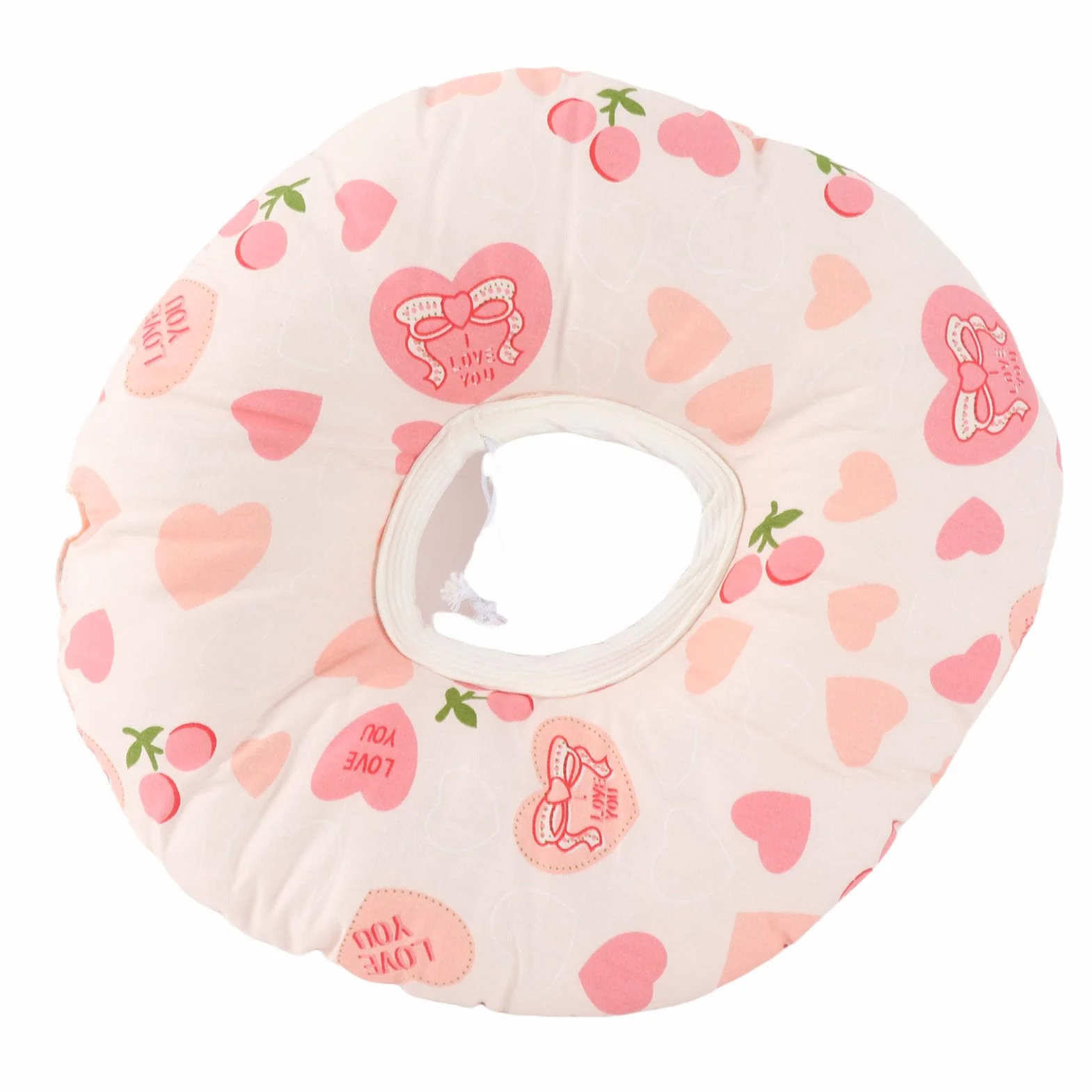 Generic Poduszka do Przekłuwania Uszu Donut Bawełniana Nausznik 12,6" Poduszka Wspierająca dla Osób Podróżujących na Boku, w Akademiku (Jasnoróżowy kształt serca)