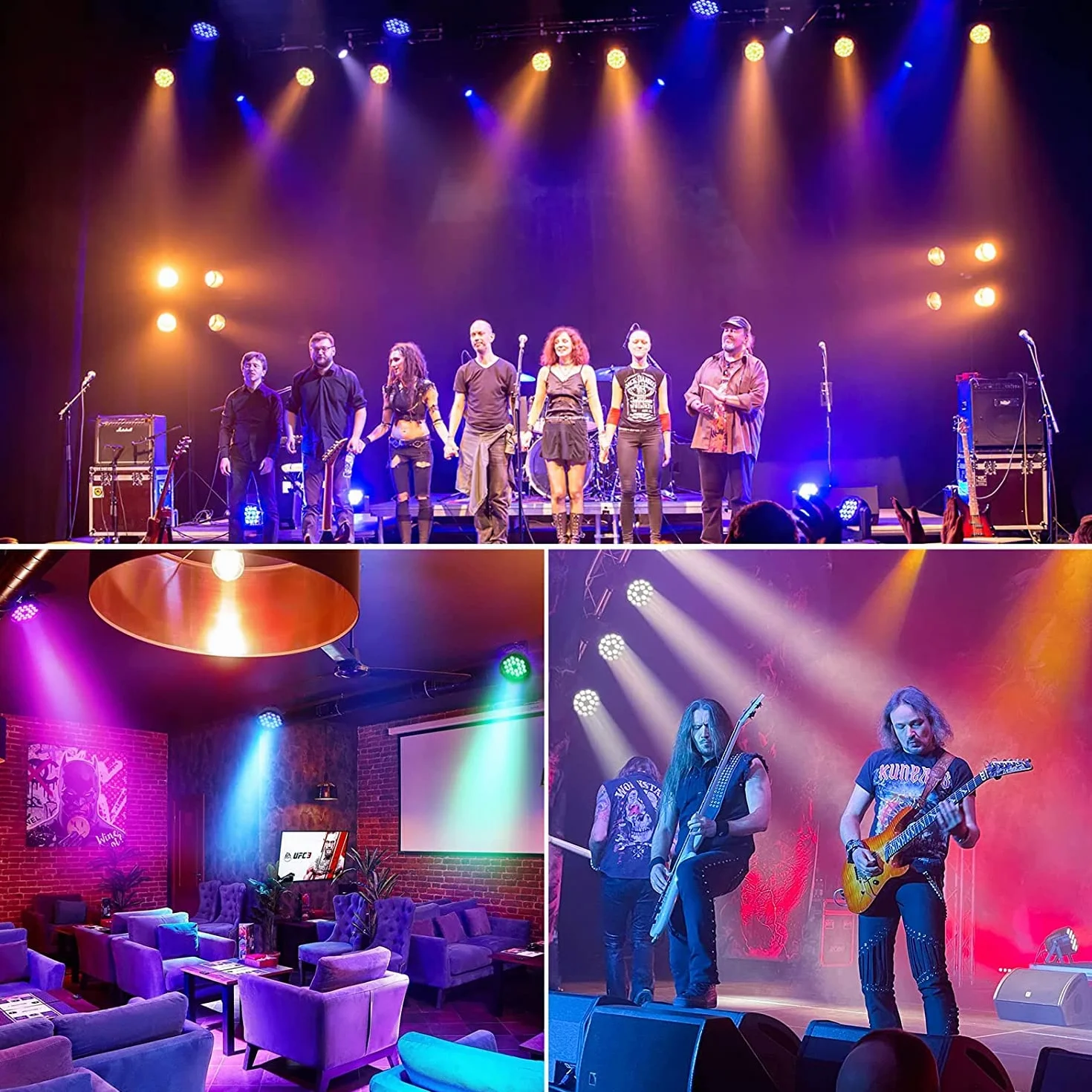 U`King 2 szt. RGB Par LED akumulator, 72 W zewnętrzne oświetlenie sceniczne z pilotem zdalnego sterowania, oświetlenie dyskotekowe 7 trybów na imprezę DJ bar, koncerty Halloween, Boże Narodzenie