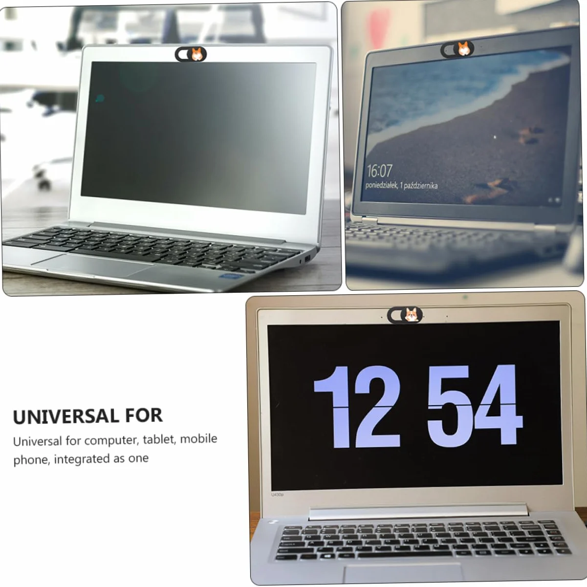 3kawałki Osłona Kamery Internetowej Szt z Unikalnym Wzorem Psa Przesuwna Pokrywa Do Laptopa i Tabletu Uniwersalna Osłona Prywatności Materiał Dekoracyjny Design Cienka i
