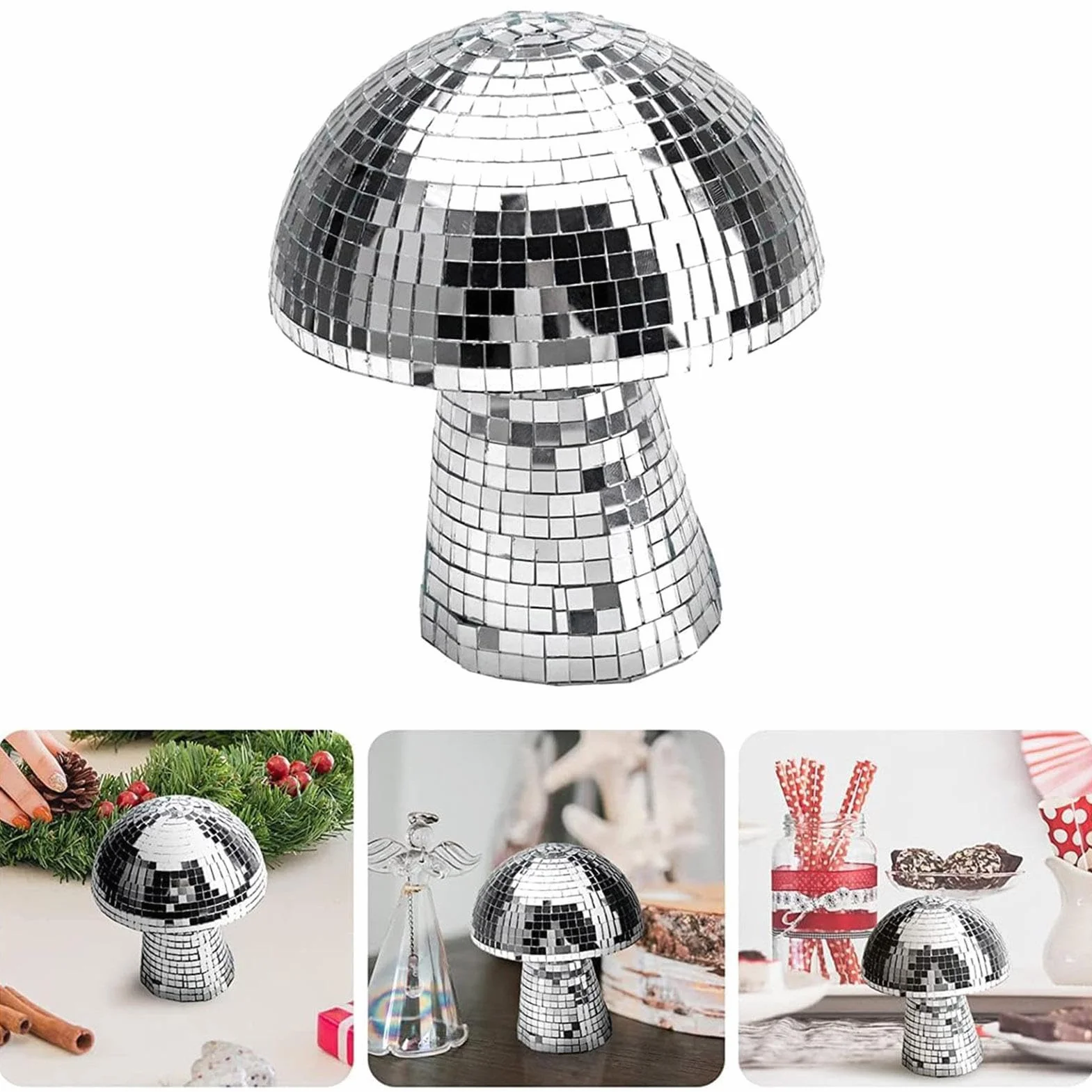 Mushroom Disco Ball, Mirror Disco Mushroom | Mirror Glitter Disco Ball dla sztuki domowej - unikalne kreatywne grzyby światła dekoracje do domu, ozdoby