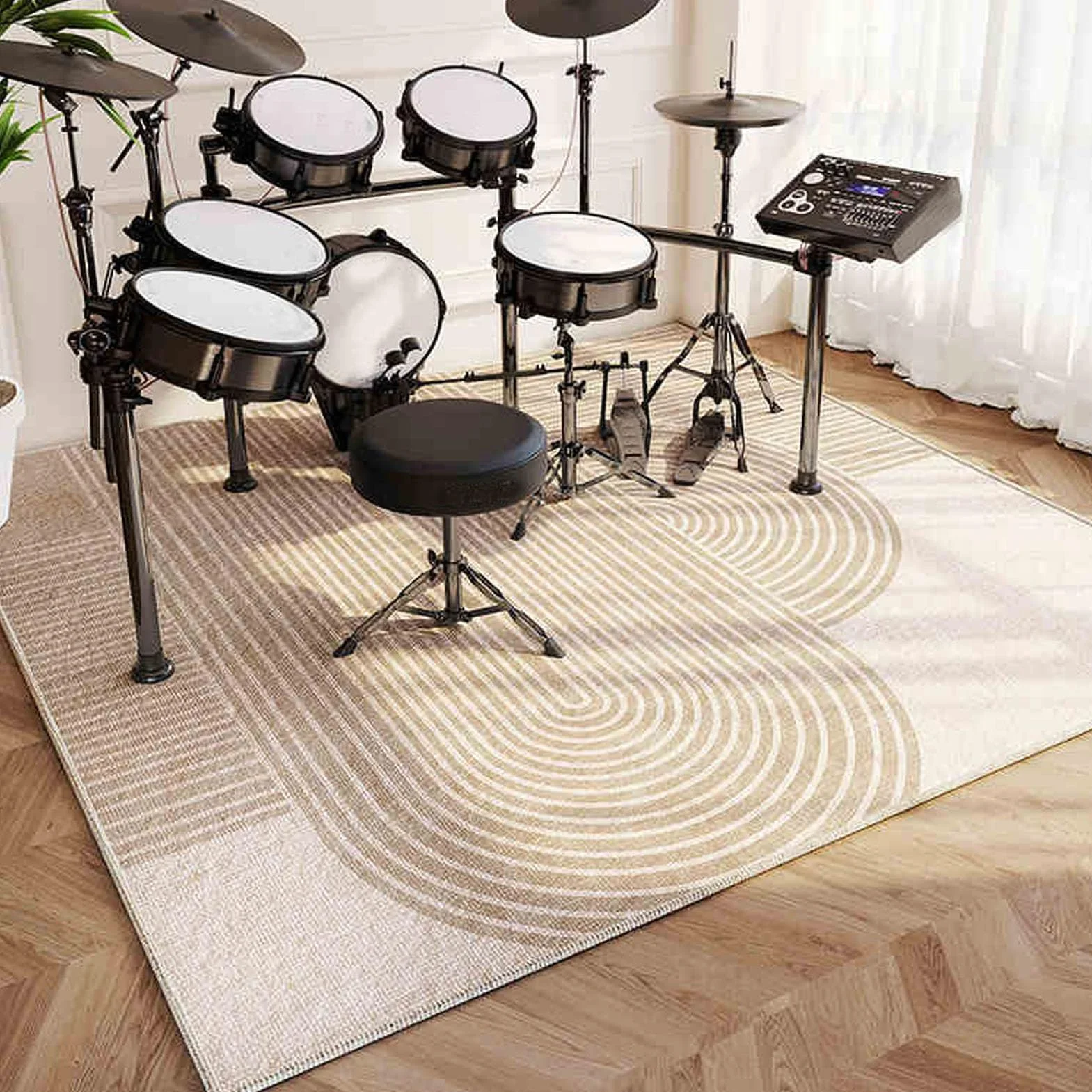 Mata perkusyjna antypoślizgowa dźwiękoszczelna 140 x 120 cm do perkusji elektronicznej