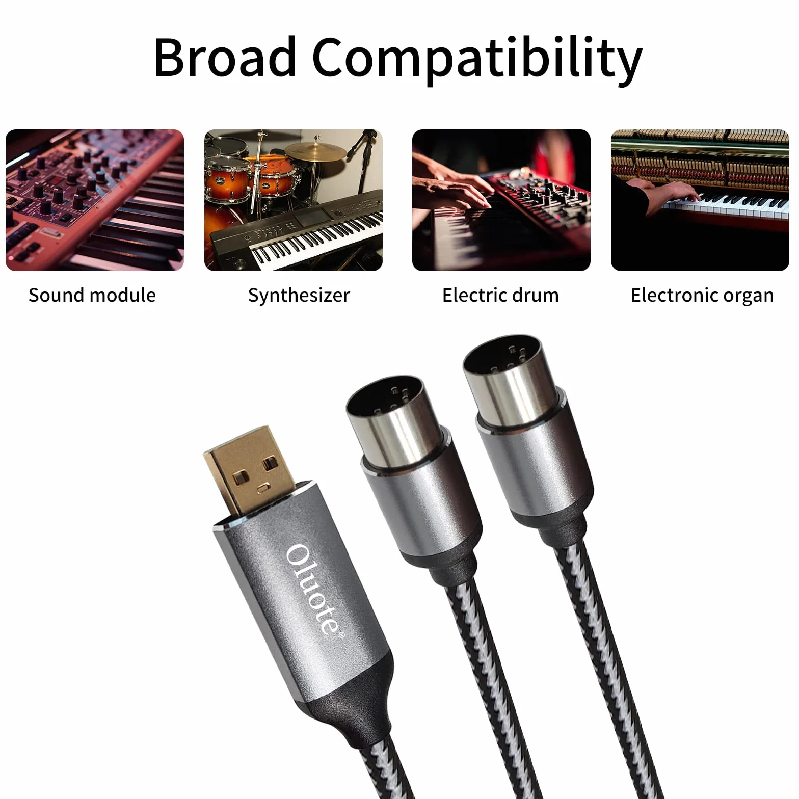 Konwerter interfejsu kabla midi na USB USB na MIDI 5-pinowy DIN męski x 2P (IN + OUT) do laptopa PC na profesjonalną klawiaturę fortepianową w domowym studiu muzycznym (1,5 m)
