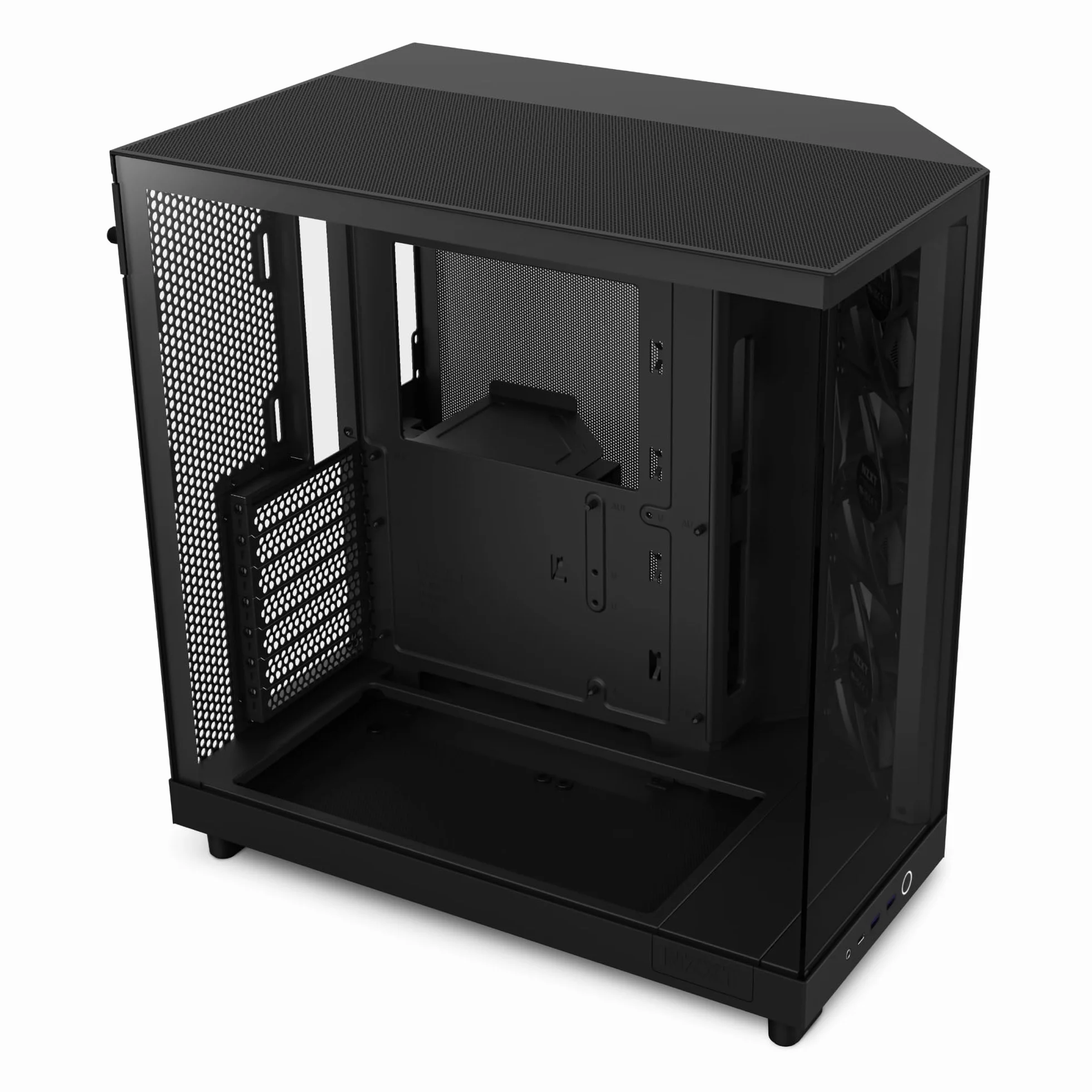 NZXT H6 Flow | CC-H61FB-01 | Compact Dual-Chamber Mid-Tower Airflow Case | Panoramic Glass Panels | High-Performance Airflow Panels | Includes 3 x 120mm Fans | Cable Management | Black