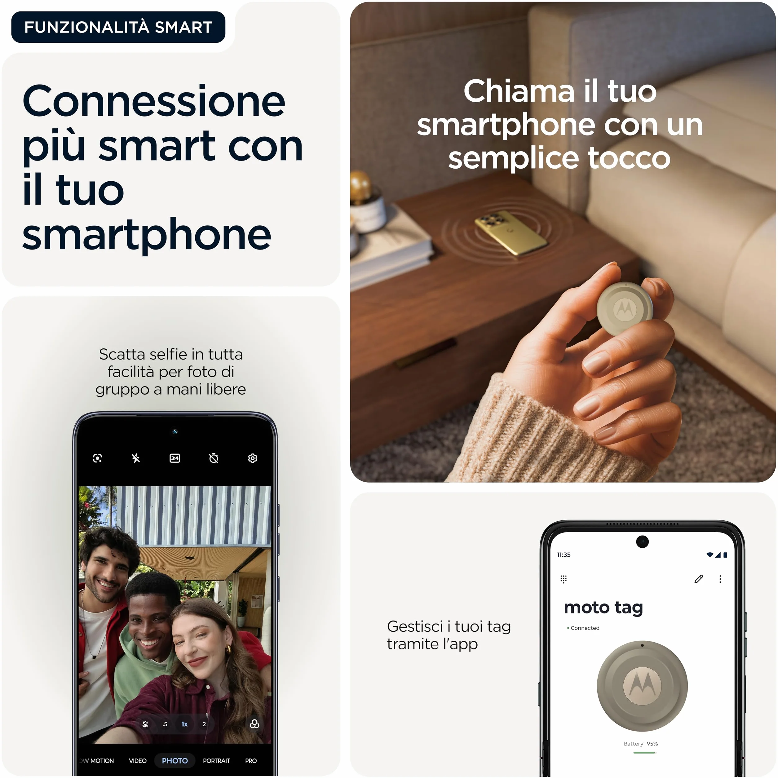 Motorola Moto Tag 2 (4-Pack), Android Tracker, Bluetooth Channel Sounding + UWB, ochrona IP68, długa żywotność baterii, Pantone Arabesque i Laurel Oak