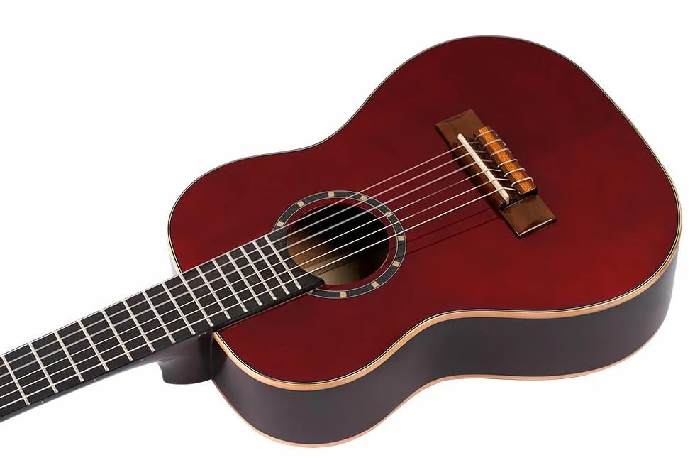 Ortega Guitars Gitara Klasyczna 3/4 – Seria Family – W Zestawie Z Pokrowcem – Świerk, Mahoń, Kolor Czerwony (R121-3/4WR)