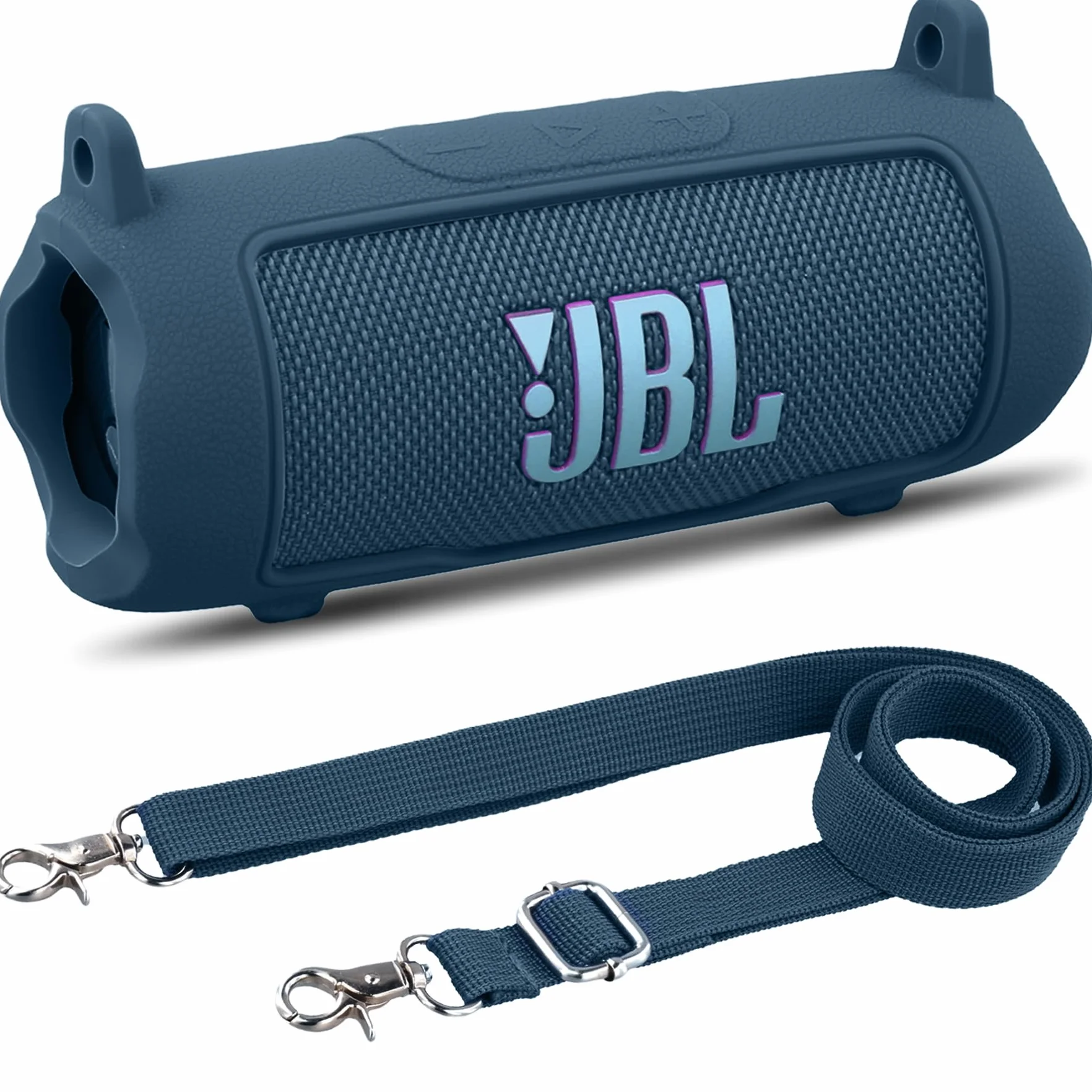 Khanka Do JBL Flip 7 Silikonowe Etui Ochronne z Odpinanym Paskiem, Odporne na Wstrząsy do Przenośnego Głośnika Bluetooth JBL Flip 7 (Niebieski)