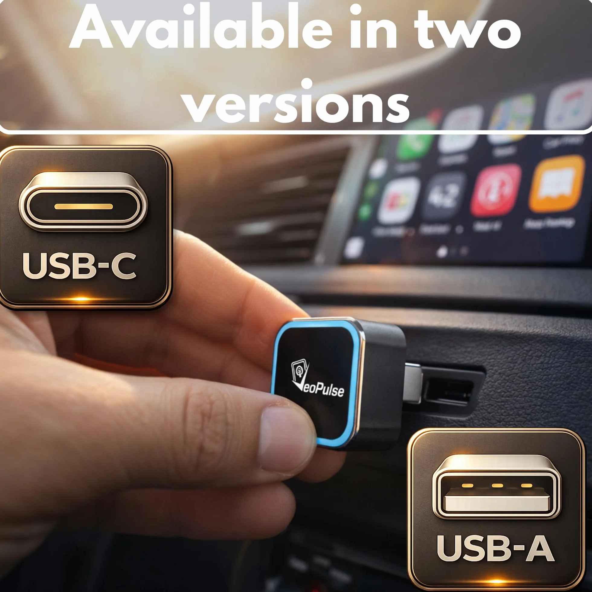 C-Pro [Native USB-A Version] bezprzewodowy adapter CarPlay i Android Auto - podwójna pamięć (idealna dla par) - rozpraszanie ciepła ze stopu cynku - standardowy format USB