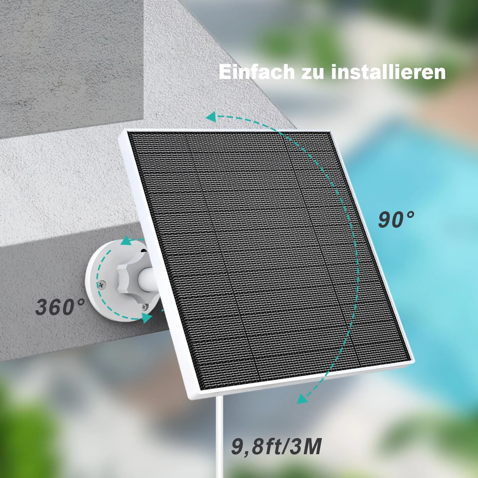 Panel słoneczny do kamery Eufy, ładowarka słoneczna 5 W kompatybilna z Eufycam 3/3C/2/2 Pro/2C/2C Pro/E/E/E20/E40/L20/L40, z portem USB C, adapter Micro USB, wodoodporny IP65
