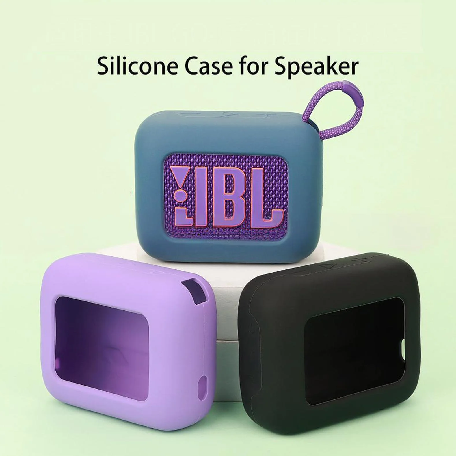 easyBee Etui do JBL Go 4 przenośne z karabińczykiem, płynny silikon, odporne na uderzenia, etui ochronne, głośnik, torba do przenoszenia, kolor czarny