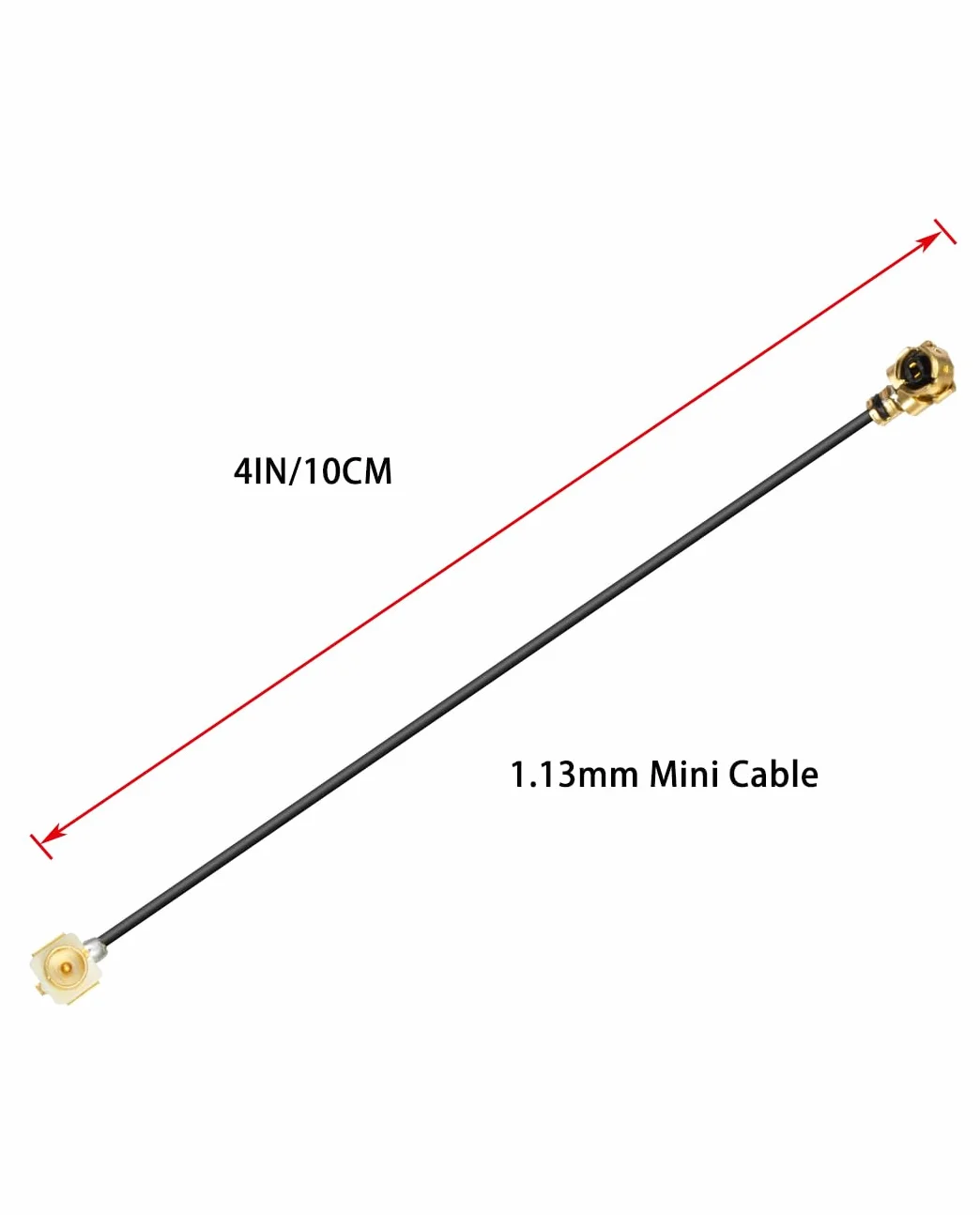Vecys 2PCS Kabel U.F.L.1 Męski do U.F.L.1 żeński Kabel 4" /10CM 1.13mm Przedłużacz o Niskiej Stratności
