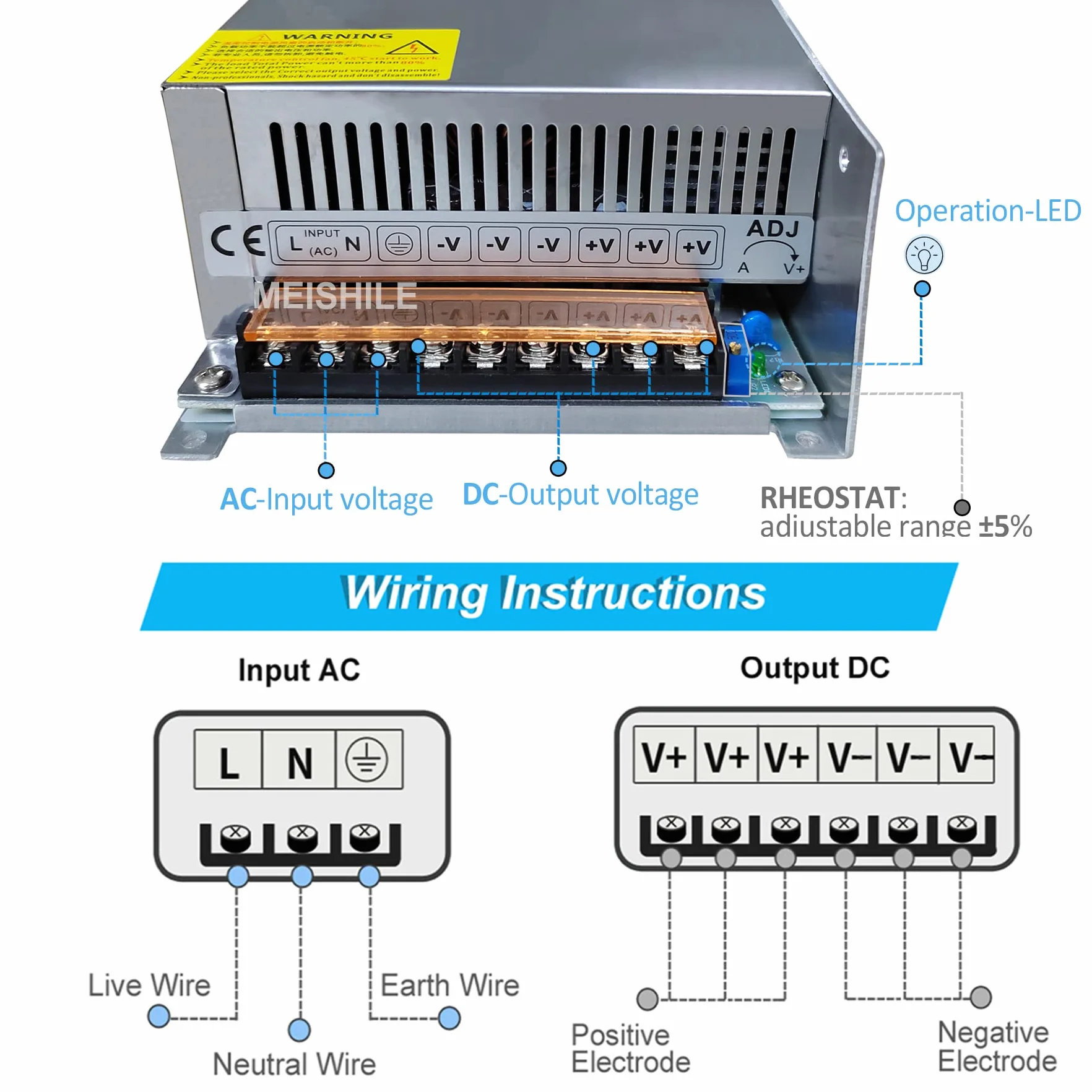 60V 20A 1200W LED Zasilacz sieciowy Przemysłowe zasilanie sieciowe transformator CCTV 220V AC-DC60V Zasilanie 1200W