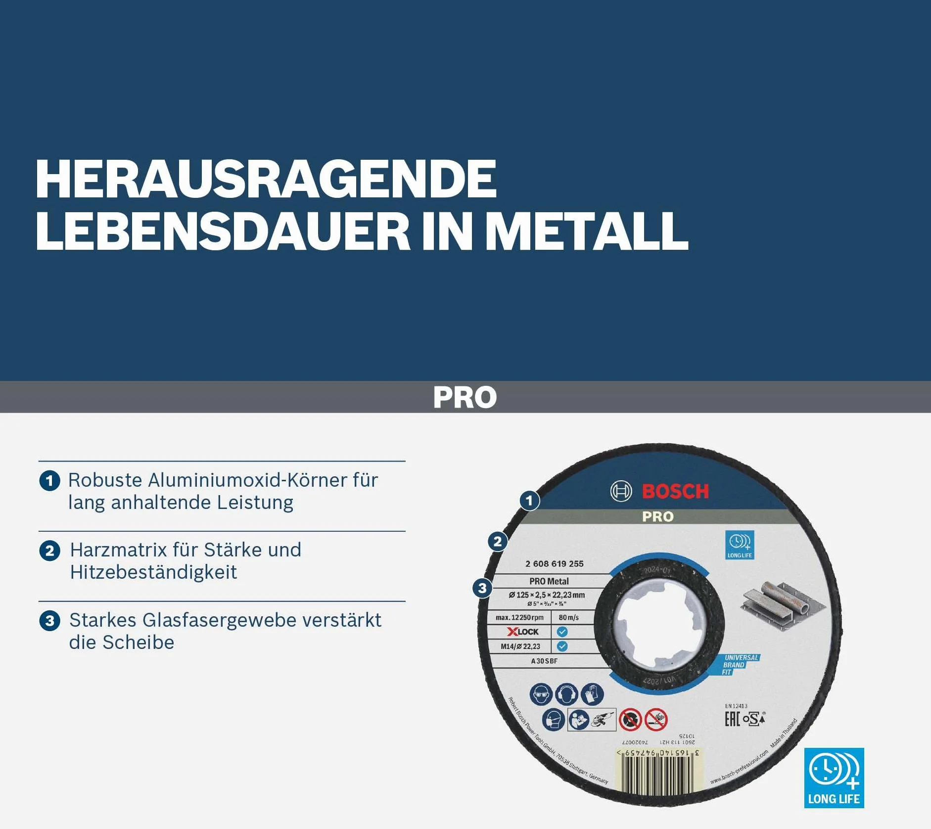 Bosch Professional Tarcza tnąca Expert for Metal (do metalu, X-LOCK, Ø 125 mm, Akcesoria szlifierek kątowych)