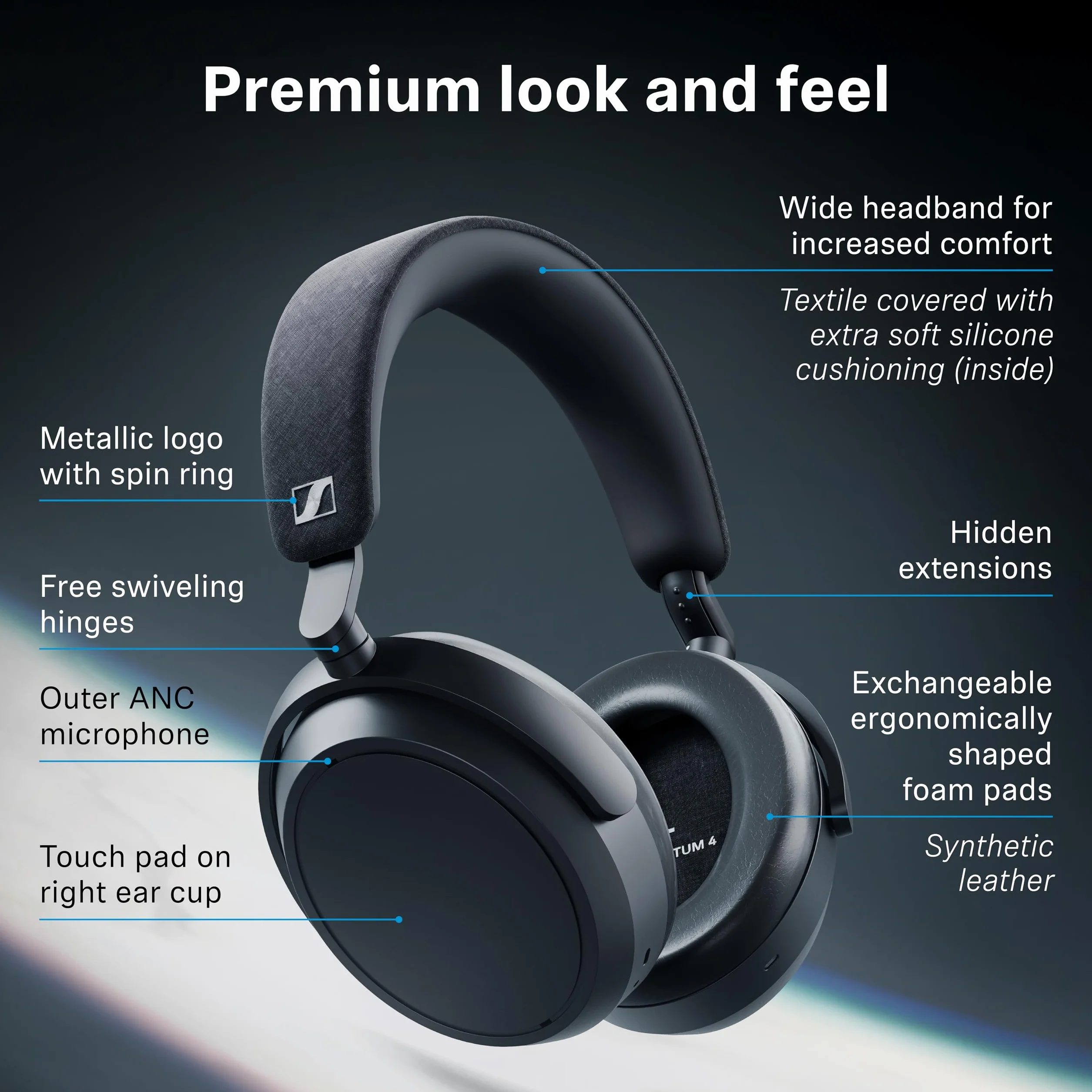 Sennheiser MOMENTUM 4 Special Edition - zestaw słuchawkowy z Bluetooth zapewniający krystaliczną czystość dźwięku podczas połączeń, z aktywnym tłumieniem hałasu, Czarny/Miedziany