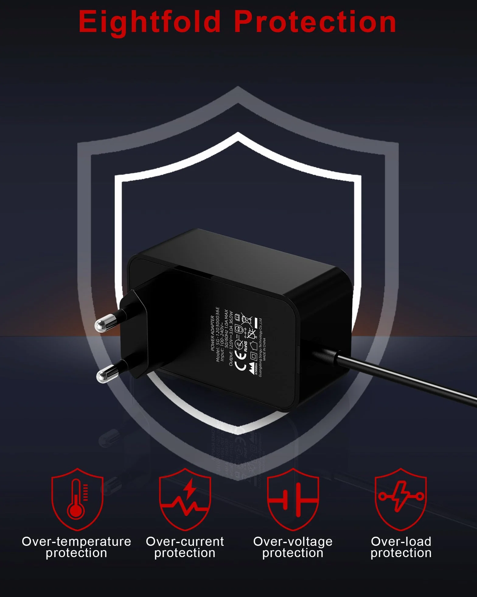 12 V, 3A, 2 A, 1 A, zasilacz do taśm LED, routera, ekran LCD TFT, radio, pilot do telewizora TV, transformatory 36 W AC DC Zasilacz sieciowy ładowarka DC 5,5 mm 1,5 m