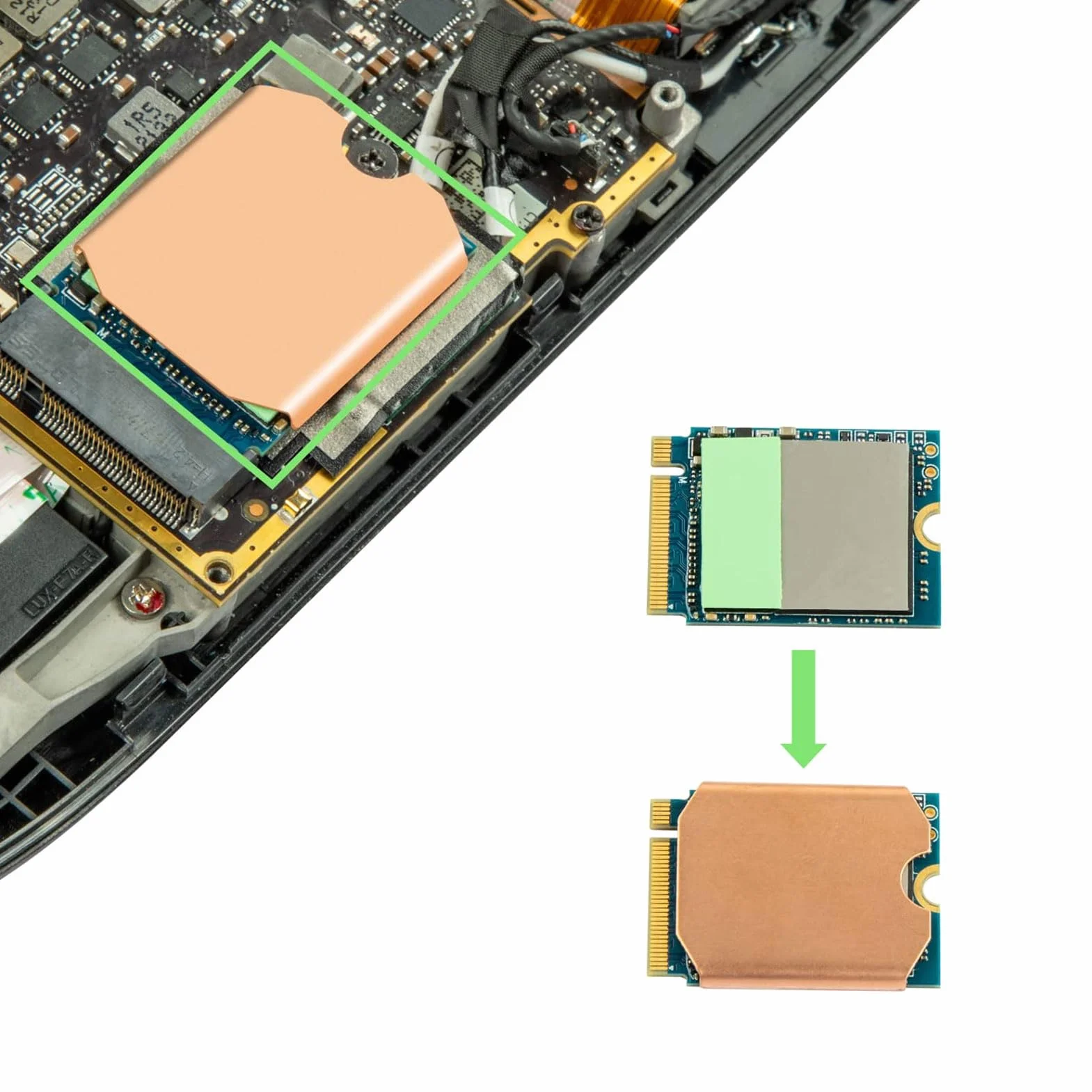 Steam Deck Radiator SSD Podkładka Termiczna, M.2 2230 NVME SSD Miedziany Radiator Chłodzenie Pasta Termiczna Narzędzie do Otwierania Tylnej Pokrywy, Zestaw Naprawczy do Stream