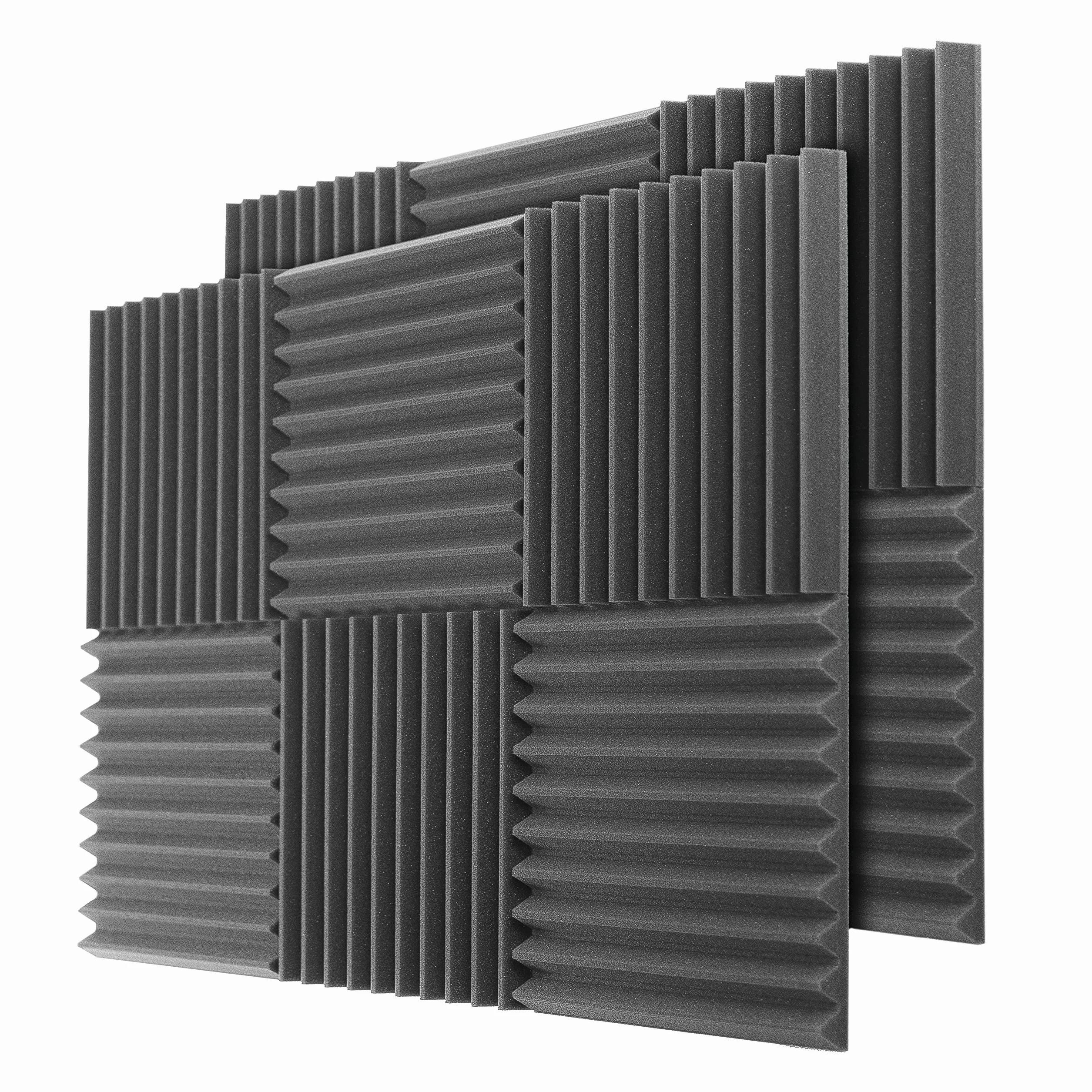 ACOUSPANEL płyta piankowa, pianka akustyczna, 12 paneli akustycznych, 30 x 30 x 3 cm, płyty ścienne z pianki dźwiękowej, niekompresowane próżniowo, antracytowo-szare