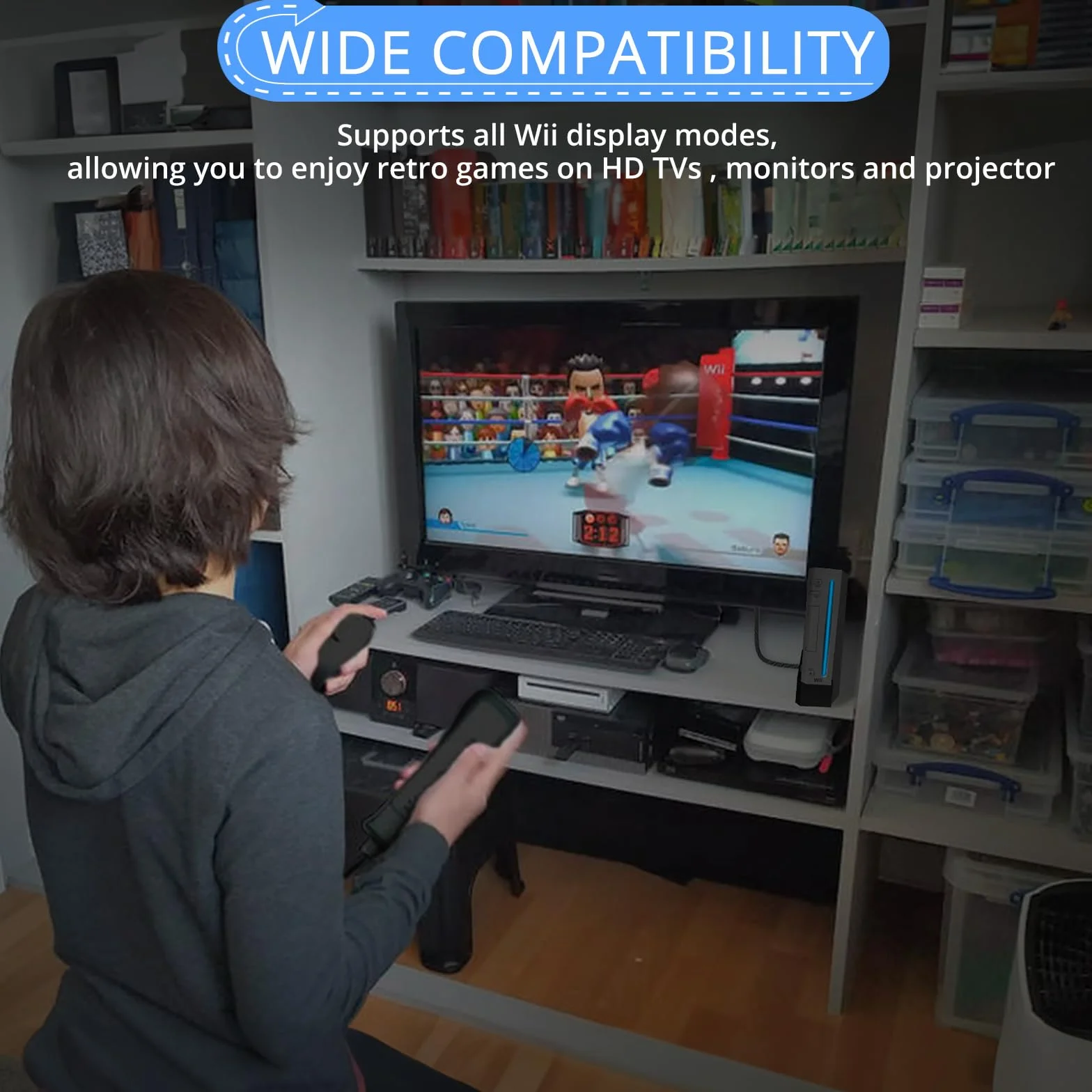 CAMWAY Konwerter Wii na HDMI 1080P/720P z kablem 150 cm, obsługuje NTSC 480i/480p, Pal 576i, Wii na HDMI do telewizora HDTV i monitora, Plug i Paly, kolor czarny