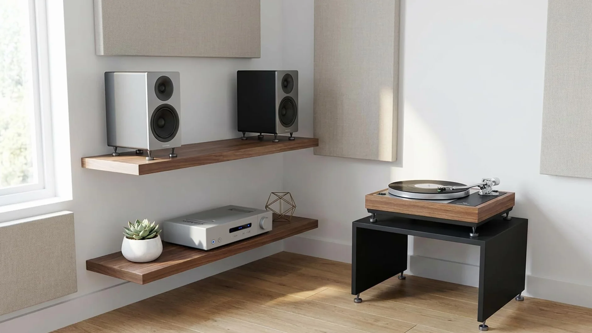 PrecisionGeek Kolce głośnikowe M6 z podkładkami izolacyjnymi 20 mm, zestaw 4 kolców + 4 podkładki, anodowane aluminium, szare, głośniki HiFi, stojaki AV, subwoofery i sprzęt audio, nóżki