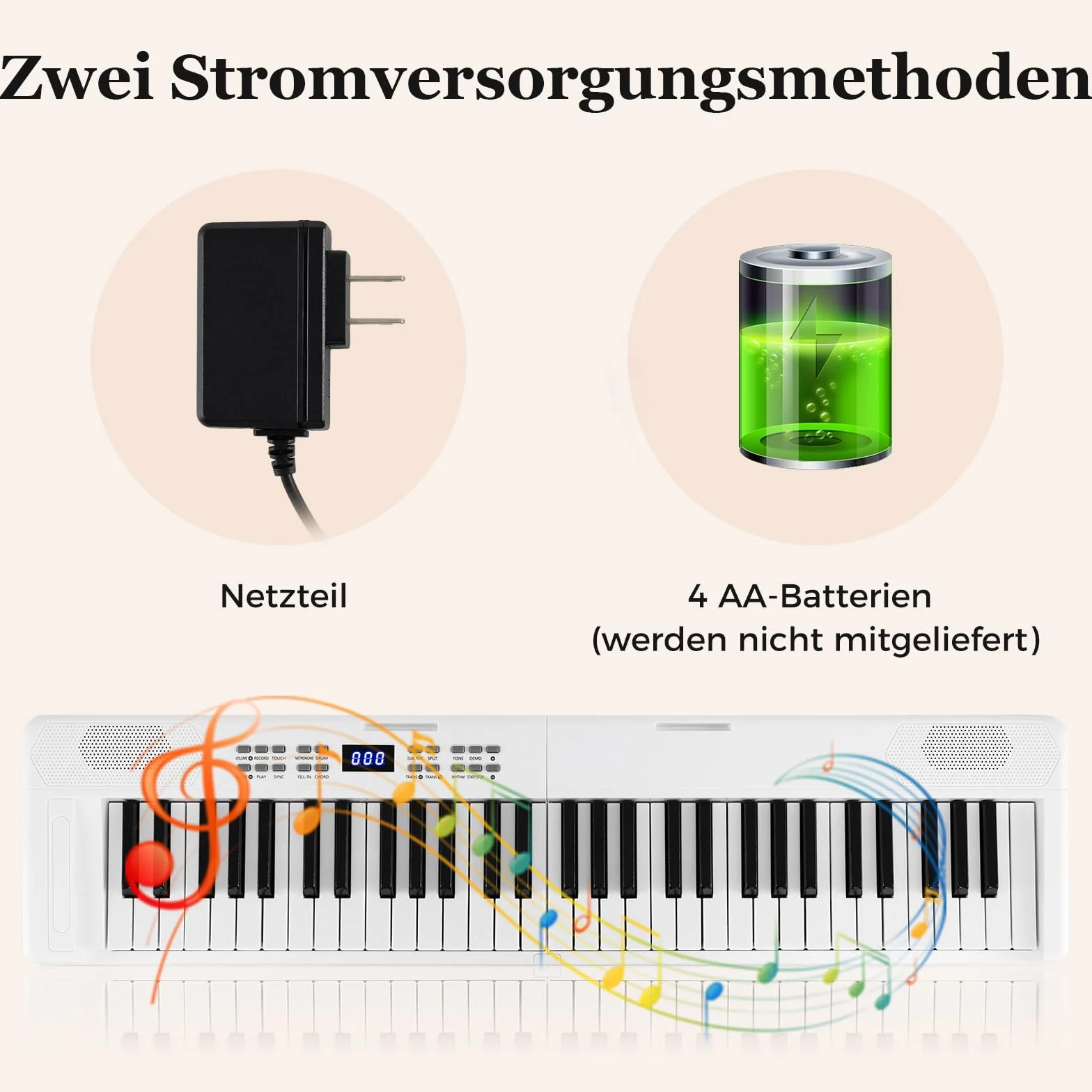 COSTWAY Klawiatura Piano 61 przycisków, składane pianino cyfrowe z funkcją MIDI i dzielenia, 128 dźwięków i rytmów, przenośne pianino ze słuchawkami i pedałem Sustain, pianino elektryczne dla