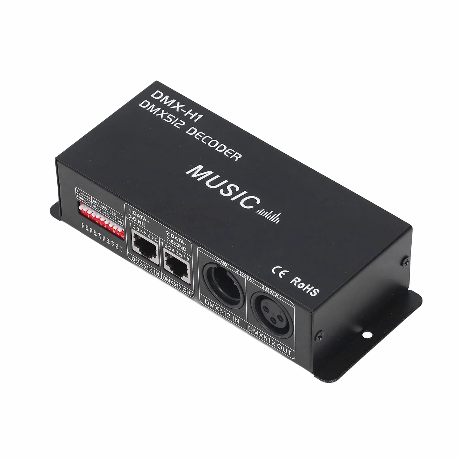 Kontroler LED DMX 512, 4-kanałowy Dekoder DMX, Kontrola Przyciemniania LED do Oświetlenia Scenicznego i urządzeń Nagrywających (8A na kanał)