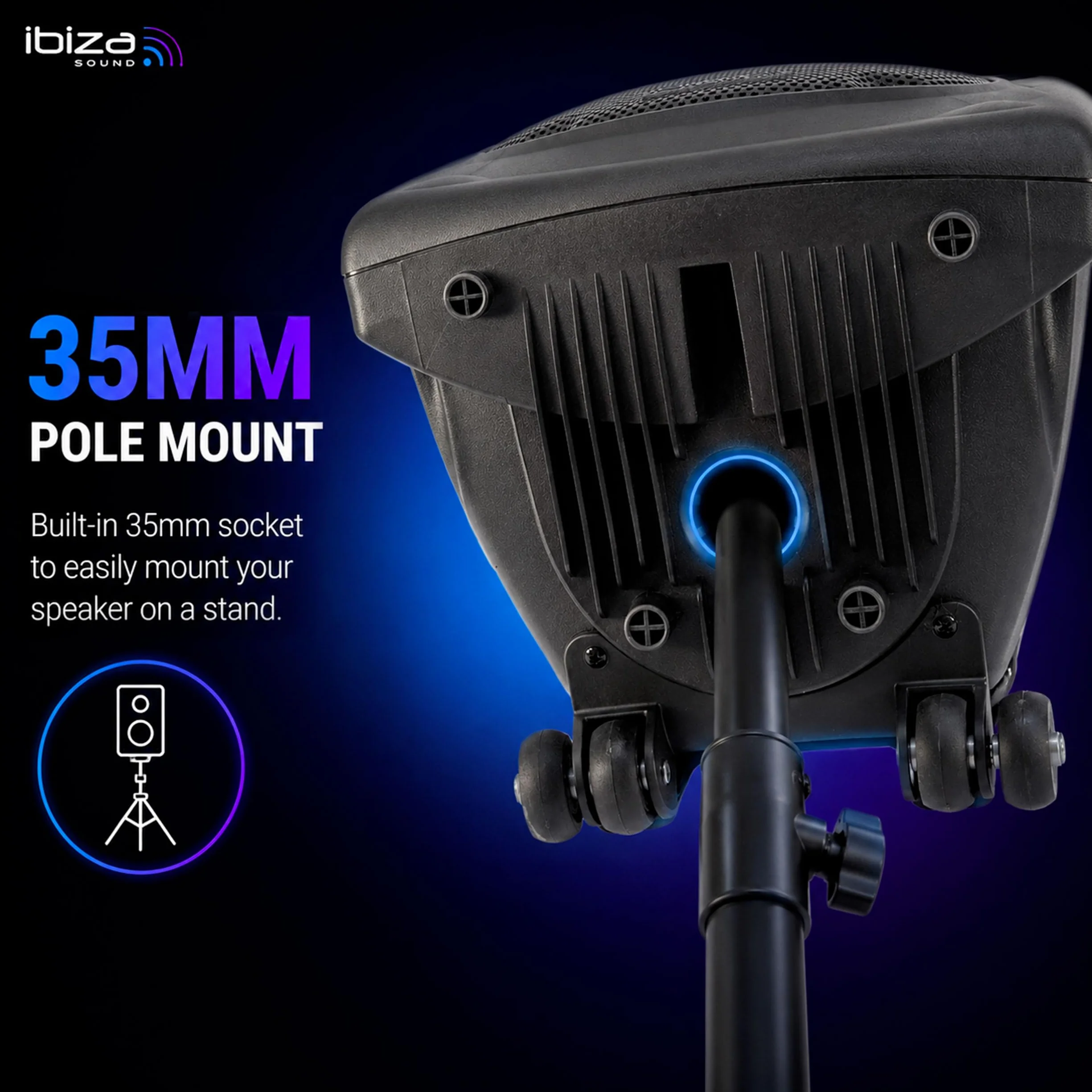 Ibiza PORT15UHF-BT 15"/38 cm Przenośny Głośnik PA z Zasilaniem Bateryjnym i Bluetooth – Maks. 800 W / 400 W RMS – Karaoke z 2 Mikrofonami UHF w Zestawie – TWS – USB, SD, REC, VOX – Trolley
