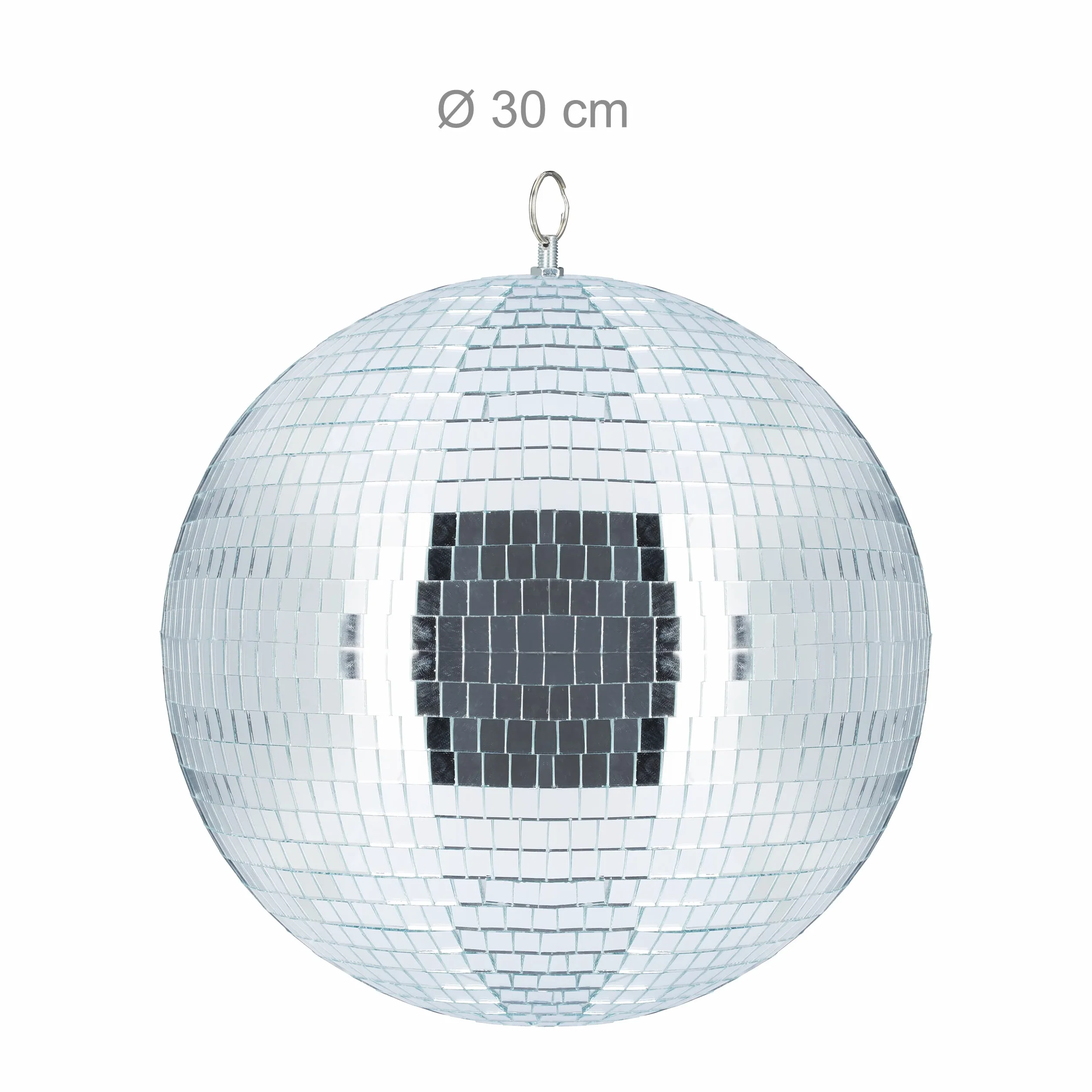 Relaxdays Kula dyskotekowa do zawieszenia, na sufit, duża kula lustrzana, dekoracja na imprezę, impreza tematyczna, kula dyskotekowa Ø 30 cm, srebrna