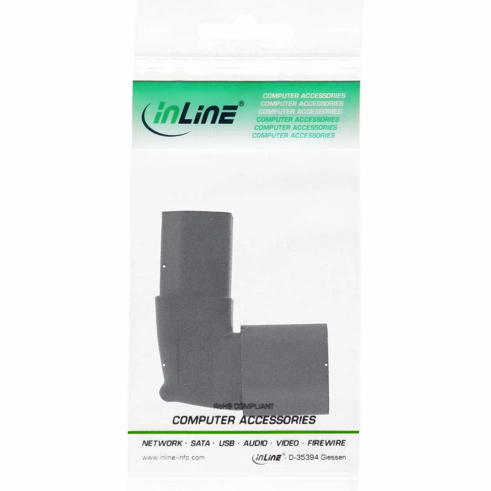 InLine® 16723F adapter sieciowy IEC 60320 C14 / C13, kąt górny/dół, 3-biegunowe urządzenia chłodzące