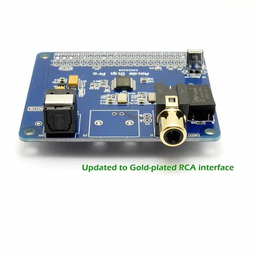DollaTek HiFi Digi Pro cyfrowa karta d?wi?kowa do Raspberry Pi 4B/3B+/3B/2B | dwa oscylatory | w?ókno szklane I2S SPDIF | 44,1 i 48 kHz |