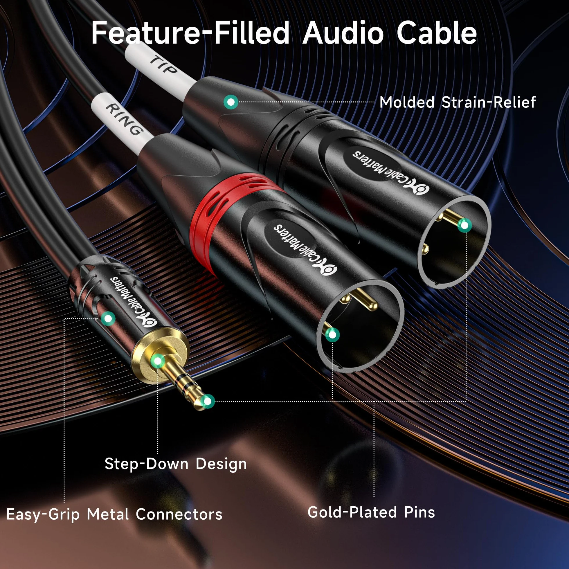 Cable Matters 3,5 mm TRS na podwójny męski kabel XLR Breakout - 3,5 m