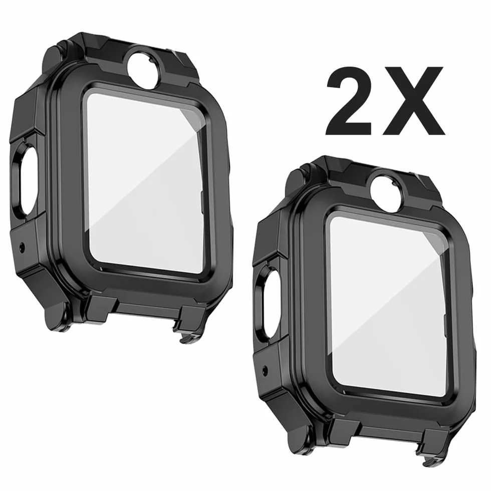 [2 sztuki] 2 czarne z folią ochronną na ekran ze szkła hartowanego do imoo Watch Phone Z7, twardość 9H PC, zderzak, cienka obudowa pełna ochrona