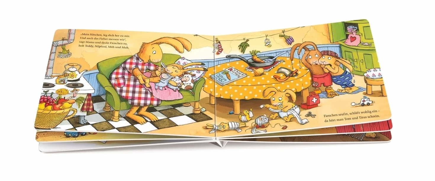 Wenn sieben kleine Hasen Schnupfennasen haben: Tröstende Bilderbuch-Geschichte für kränkelnde Kinder ab 2 Jahren: 5