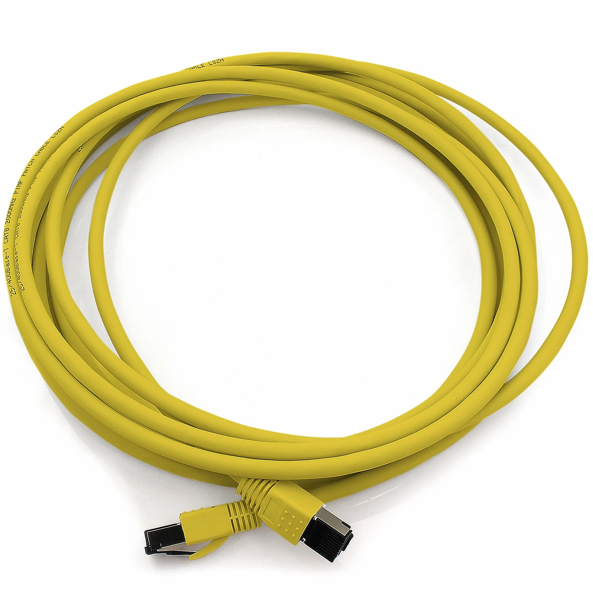 1aTTack.de 0,25 m Cat 8 kabel sieciowy CAT8 kabel żółty - 5 sztuk Cat.8 Lan 2000 Mhz 40 Gbit s 40GBase-T Poe+ kabel krosowy kabel Ethernet LSZH - 5 x 0,25 m żółty