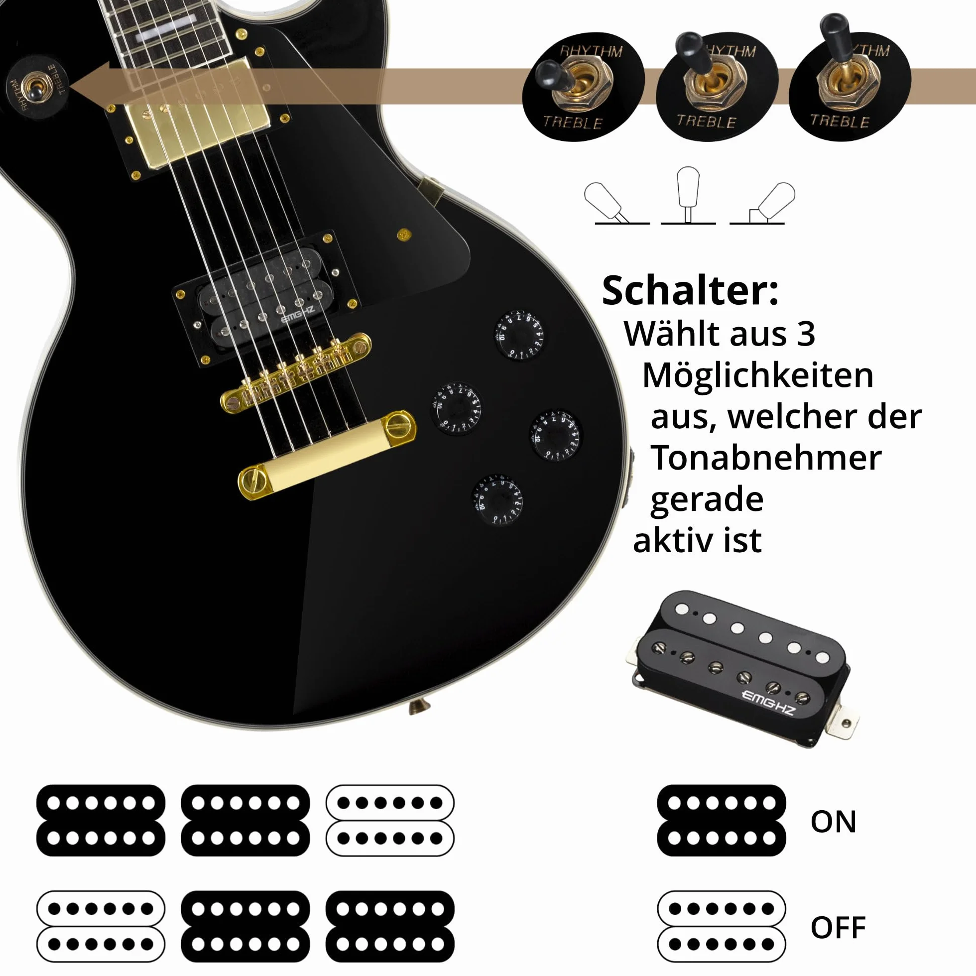 Rocktile Pro L-200BK Deluxe gitara elektryczna czarna z akcesoriami (torba na gitary, kabel, kostki gitarowe, szkoła z CD i DVD, struny gitarowe)
