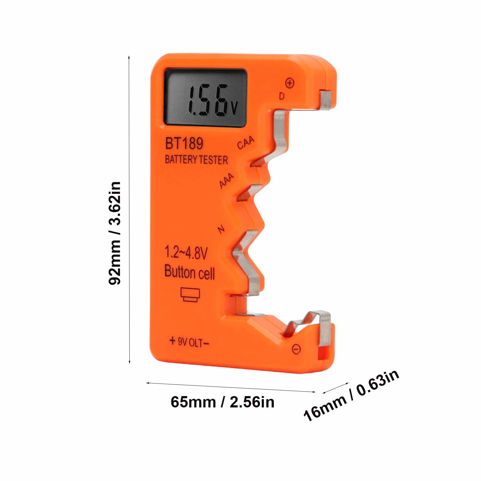 Tester Baterii, Wyświetlacz LCD Uniwersalny Kontroler Baterii do Baterii AA AAA 6F22 9V 1,5V, Tester Baterii do Baterii Domowych - Smal Electrical Equipment (Pomarańczowy)